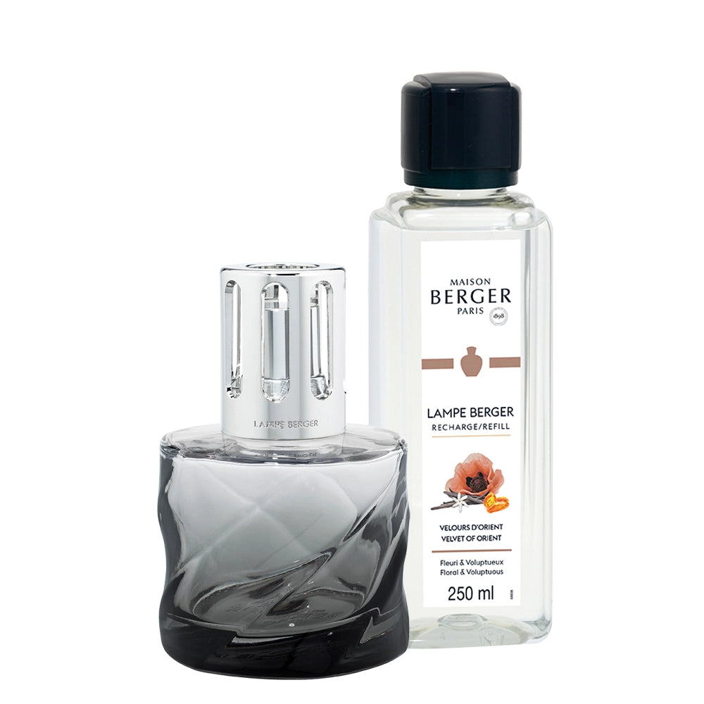 Spiral Black Noir Velvet of the Orient Lamp Berger Gift Set