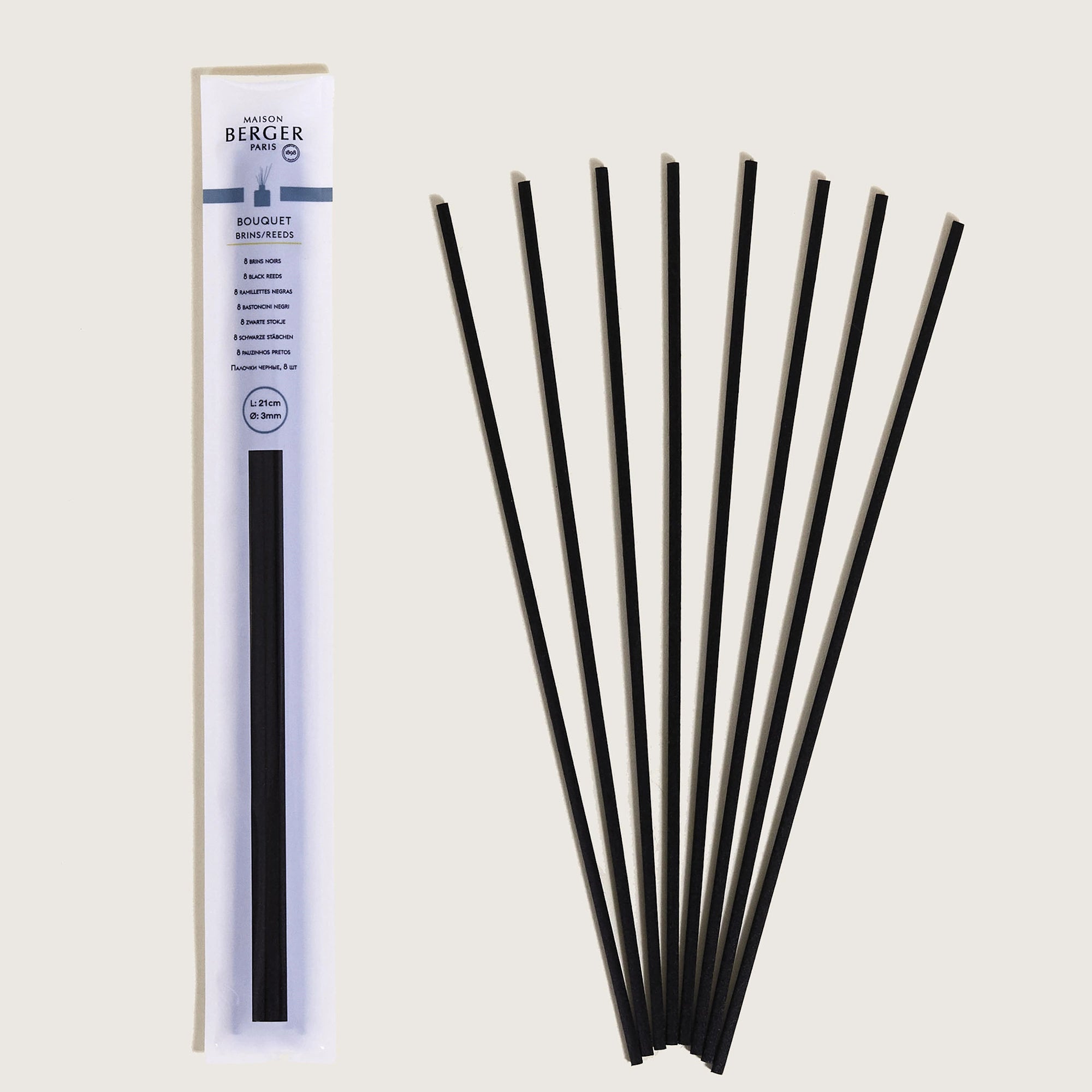 Pack of 8 synthetic black sticks/reeds