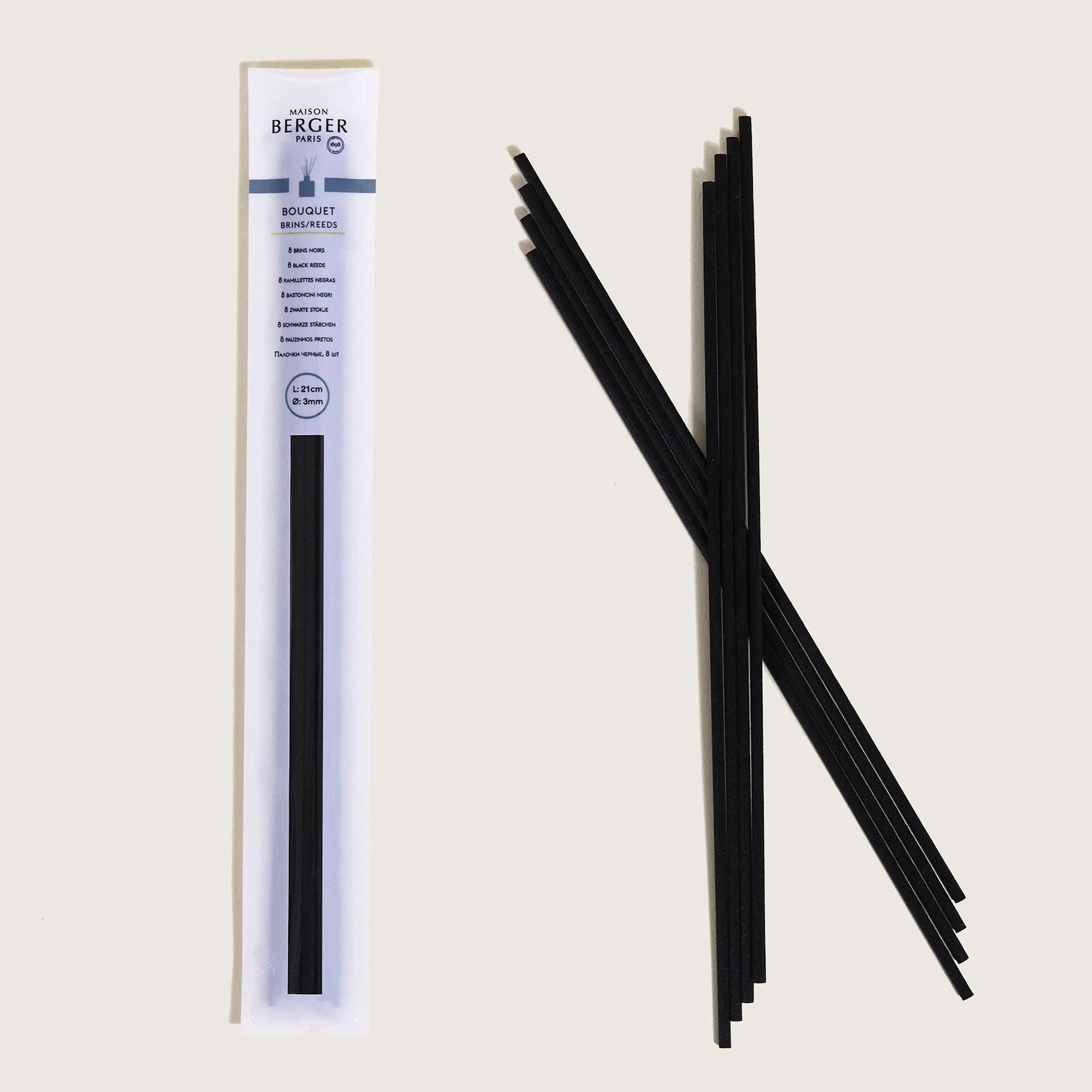 Pack of 8 synthetic black sticks/reeds