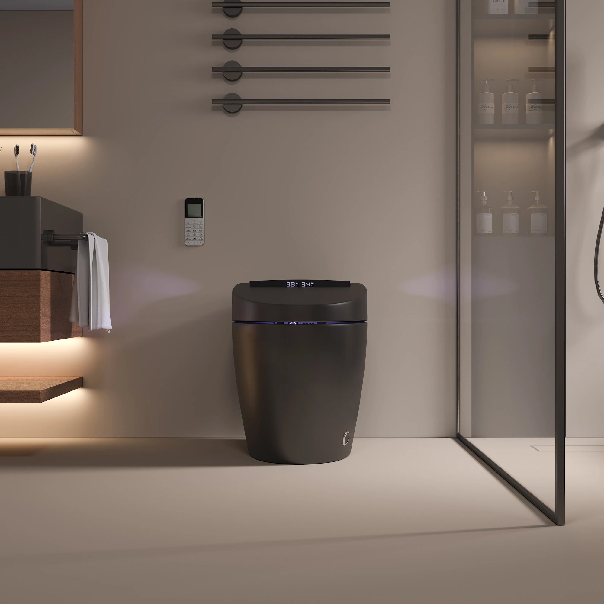 Black Kushiro Luxury High-Tech Japanese Style Smart Toilet & Bidet