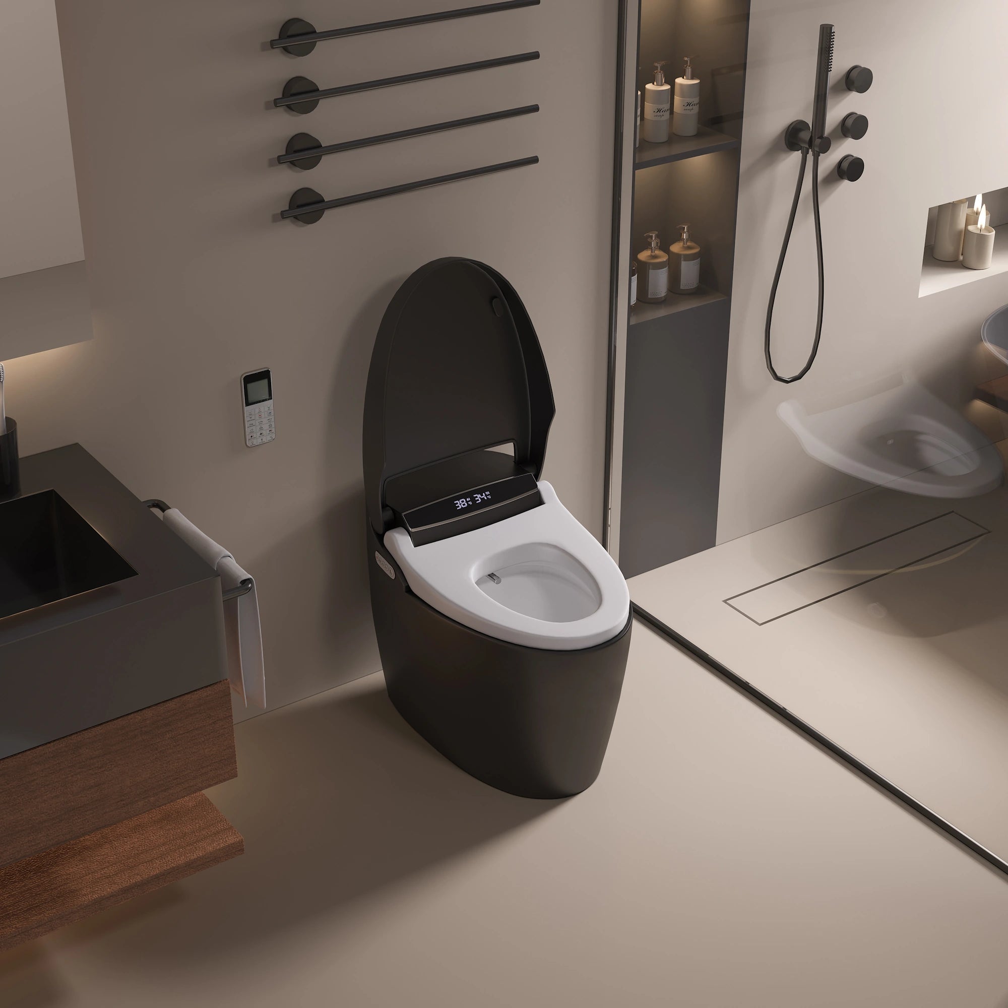 Black Kushiro Luxury High-Tech Japanese Style Smart Toilet & Bidet