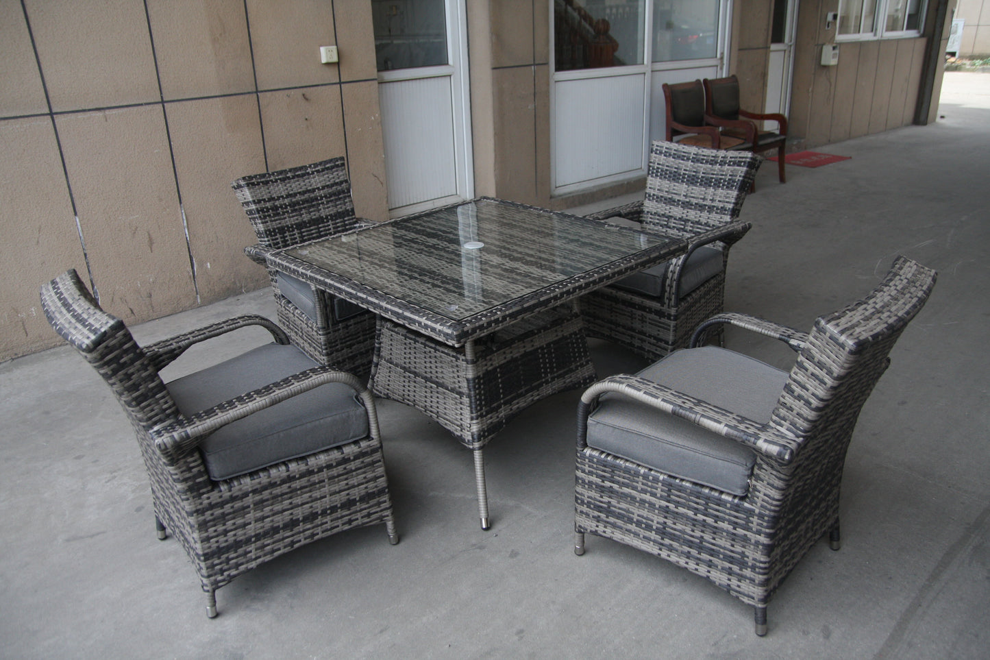 Square Tempered Glass Table With 4 Chairs Furniture Set