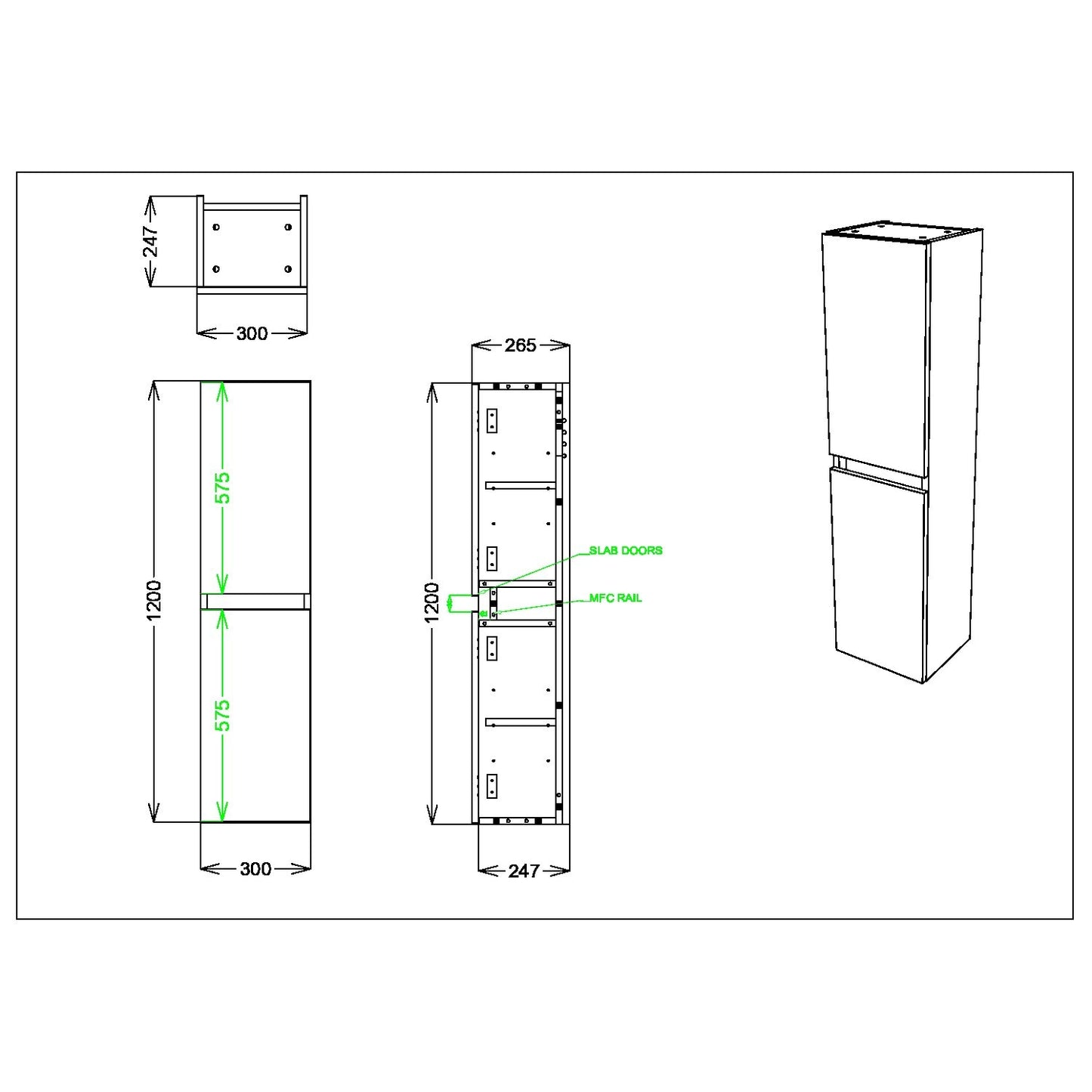 Aubrey Tall Boy Bathroom Cabinet