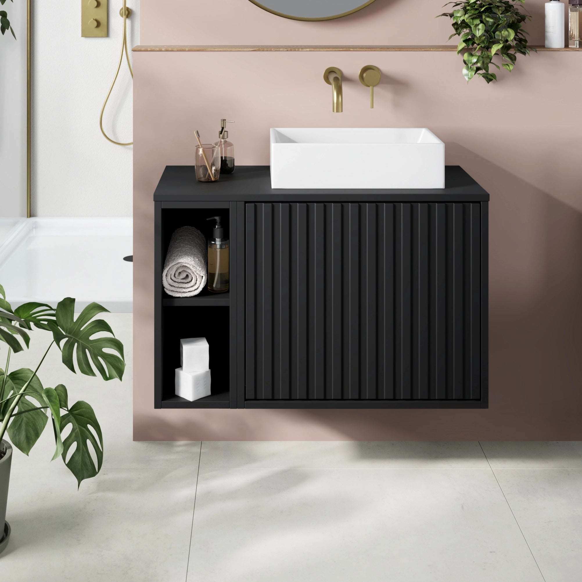 Alfie Wall Hung Worktop & Side Storage Vanity Unit