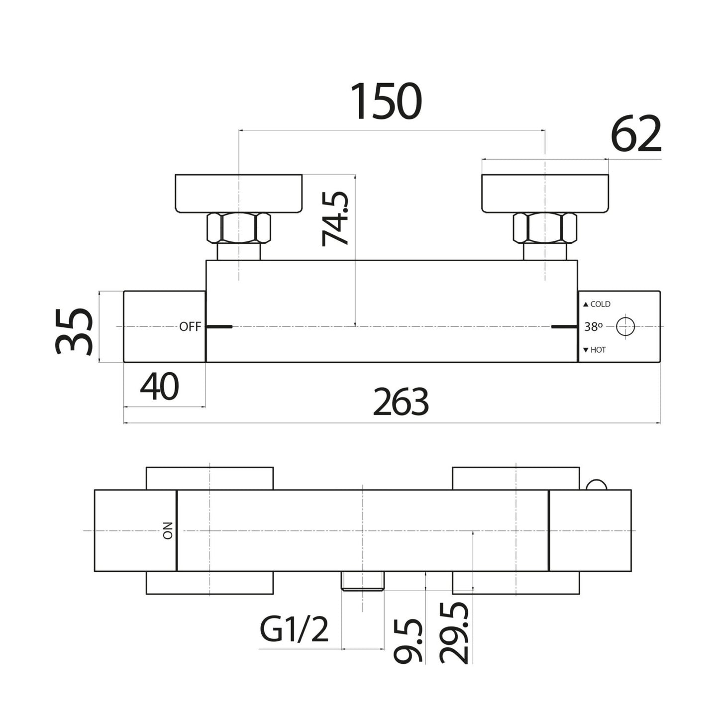 Square Exposed Thermostatic Valve
