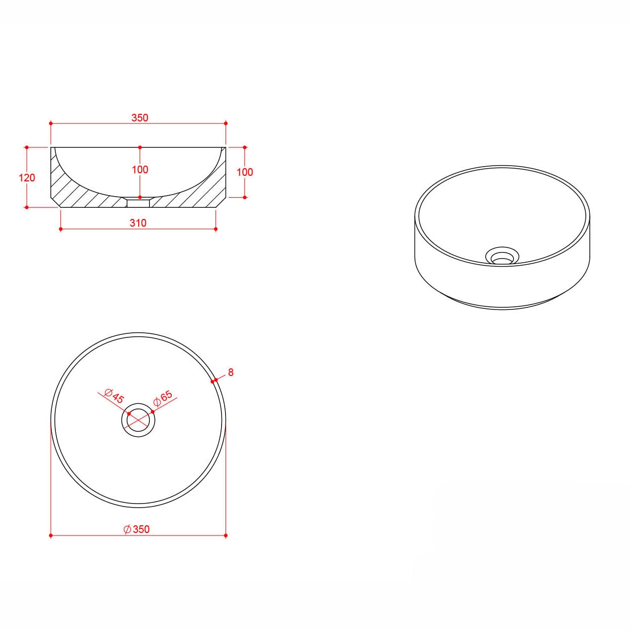 Sanctuary Venato White Marble Counter Top Basin Sink