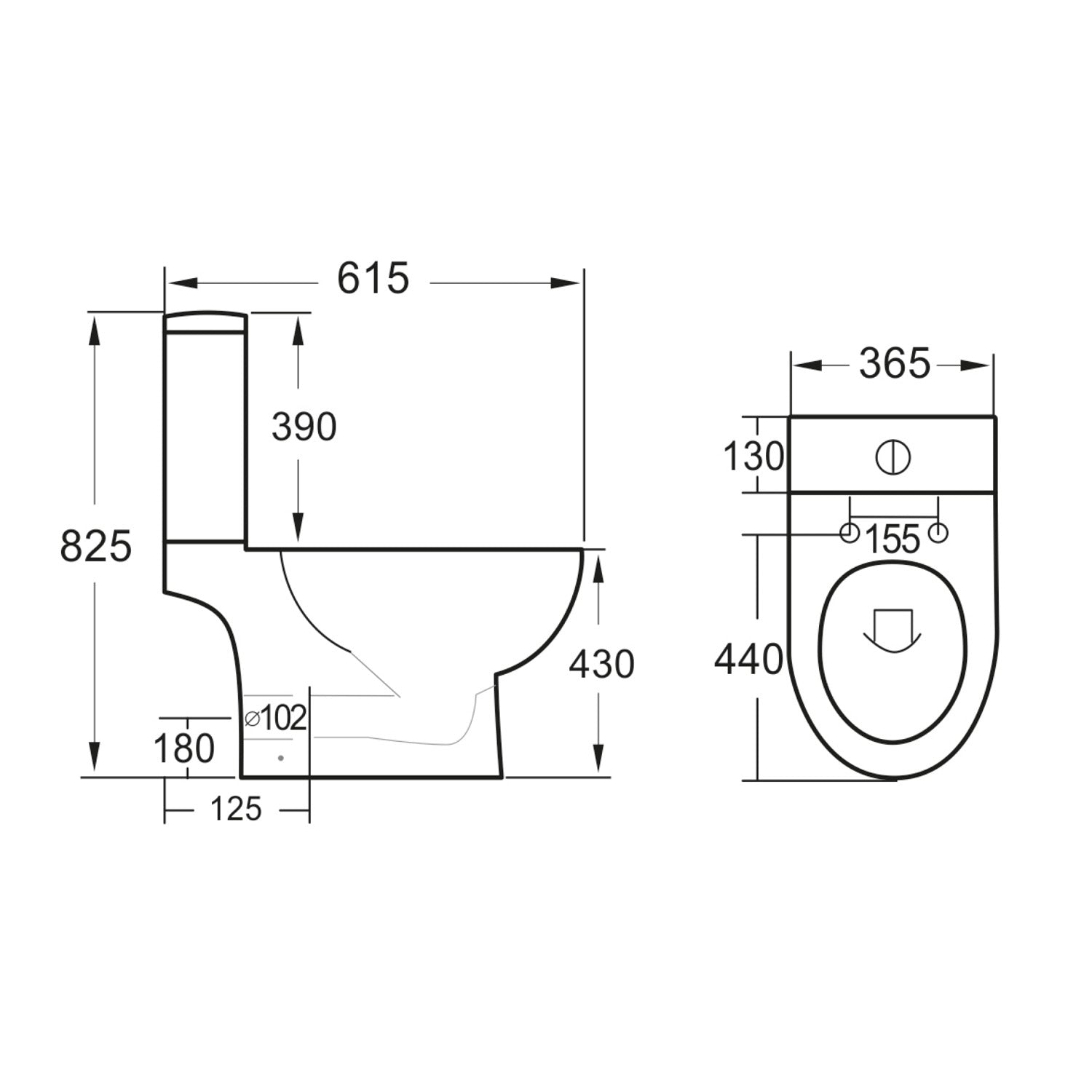 Belini Rimless Open Back Scudo WC Toilet with Soft Close Seat Option