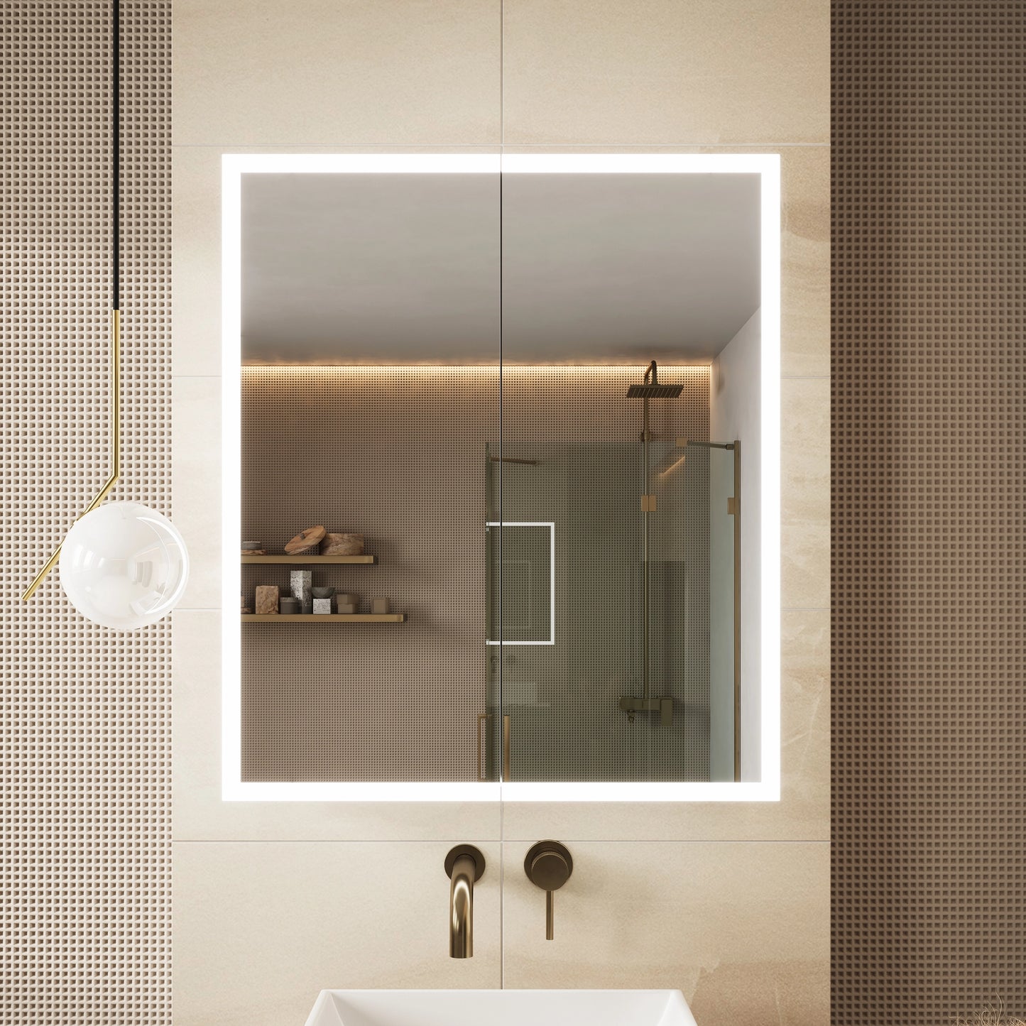 Prospr Wall Hung Straight Edge LED Mirror Cabinet
