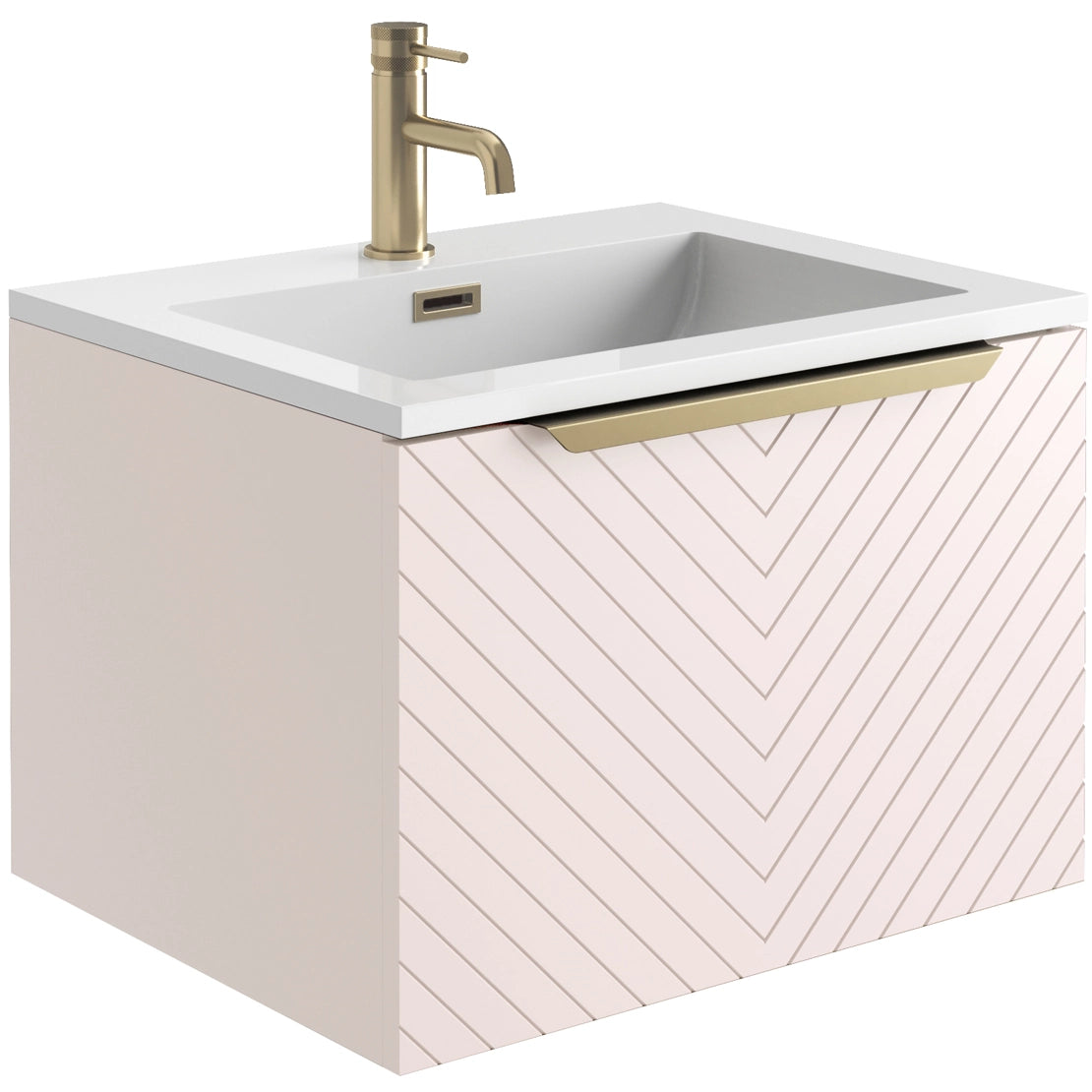 Chevron Wall Hung 600mm Basin Sink Vanity Unit