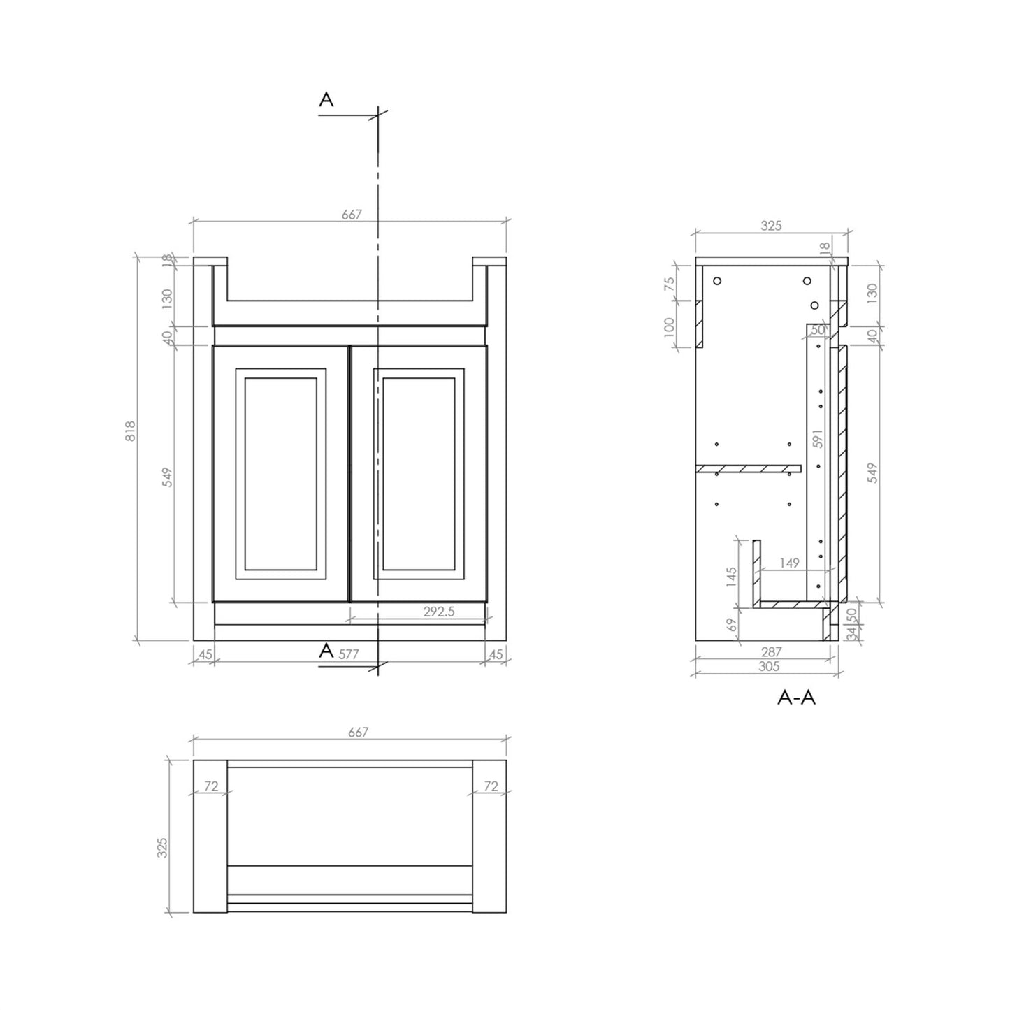 Classica 660 Floor Standing Basin Sink Vanity Unit