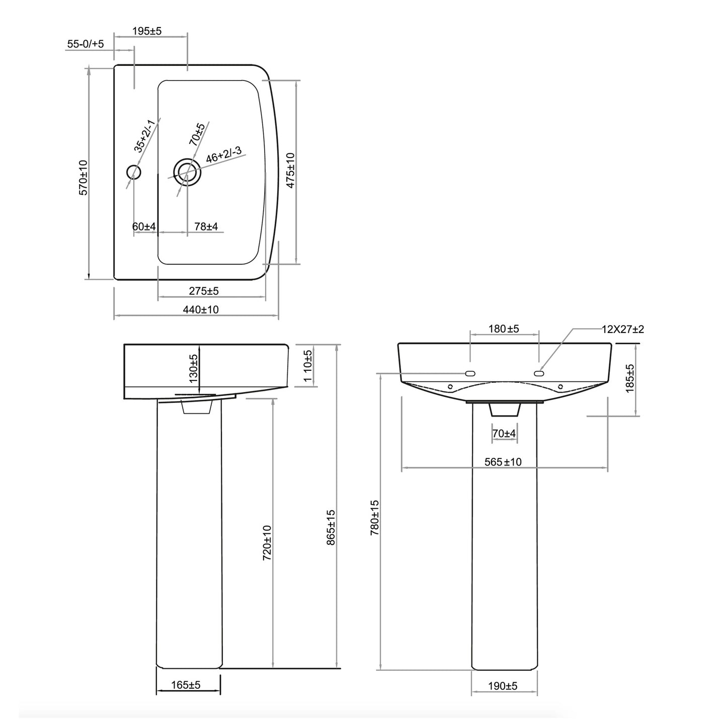 Denza Full Pedestal Basin