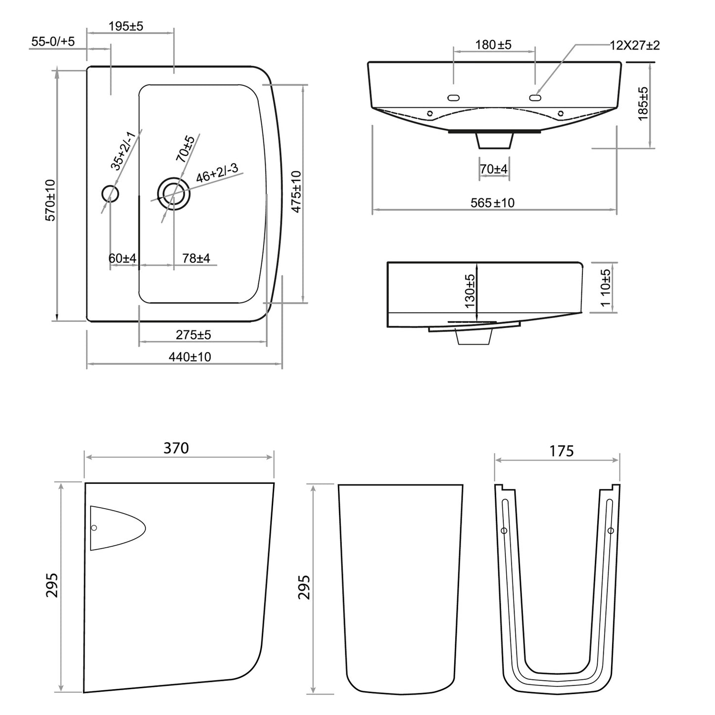 Denza Semi Pedestal Basin