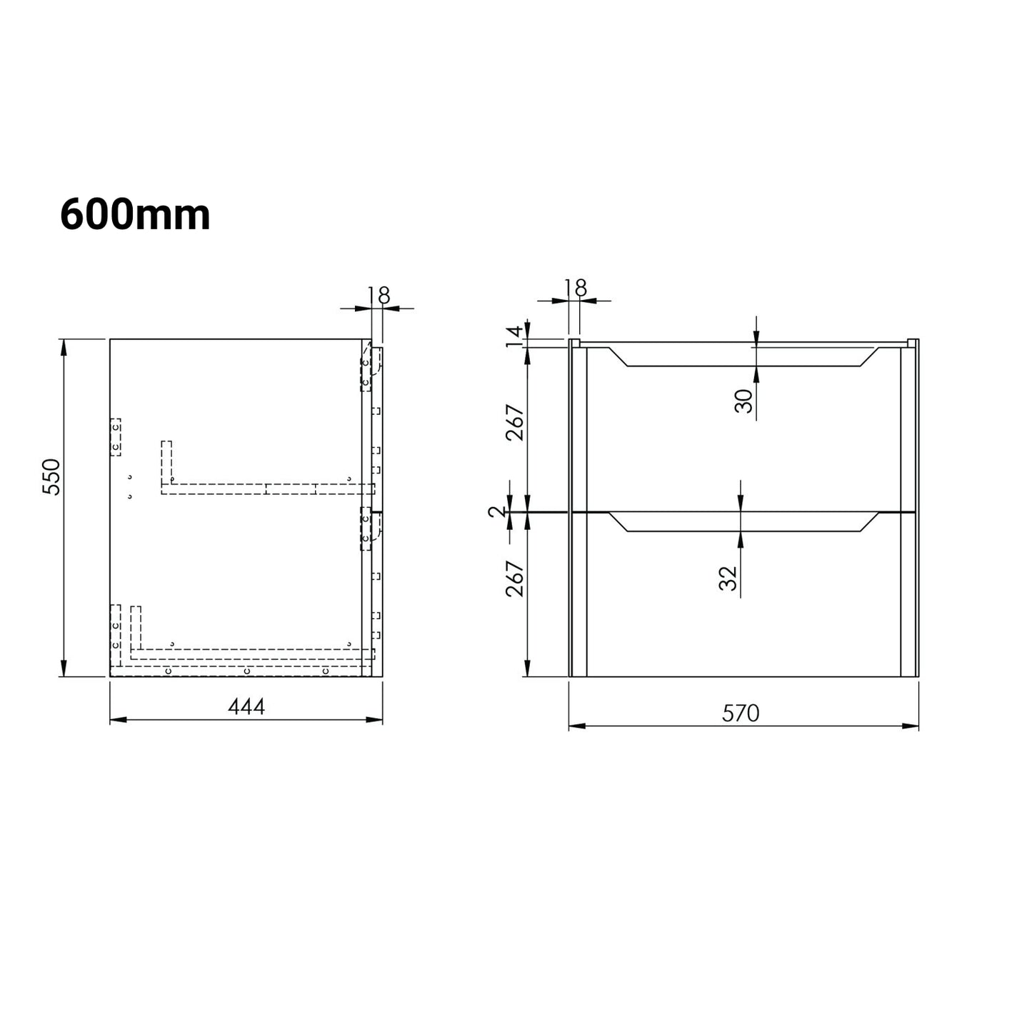 Ella Wall Hung Basin Sink Vanity Unit