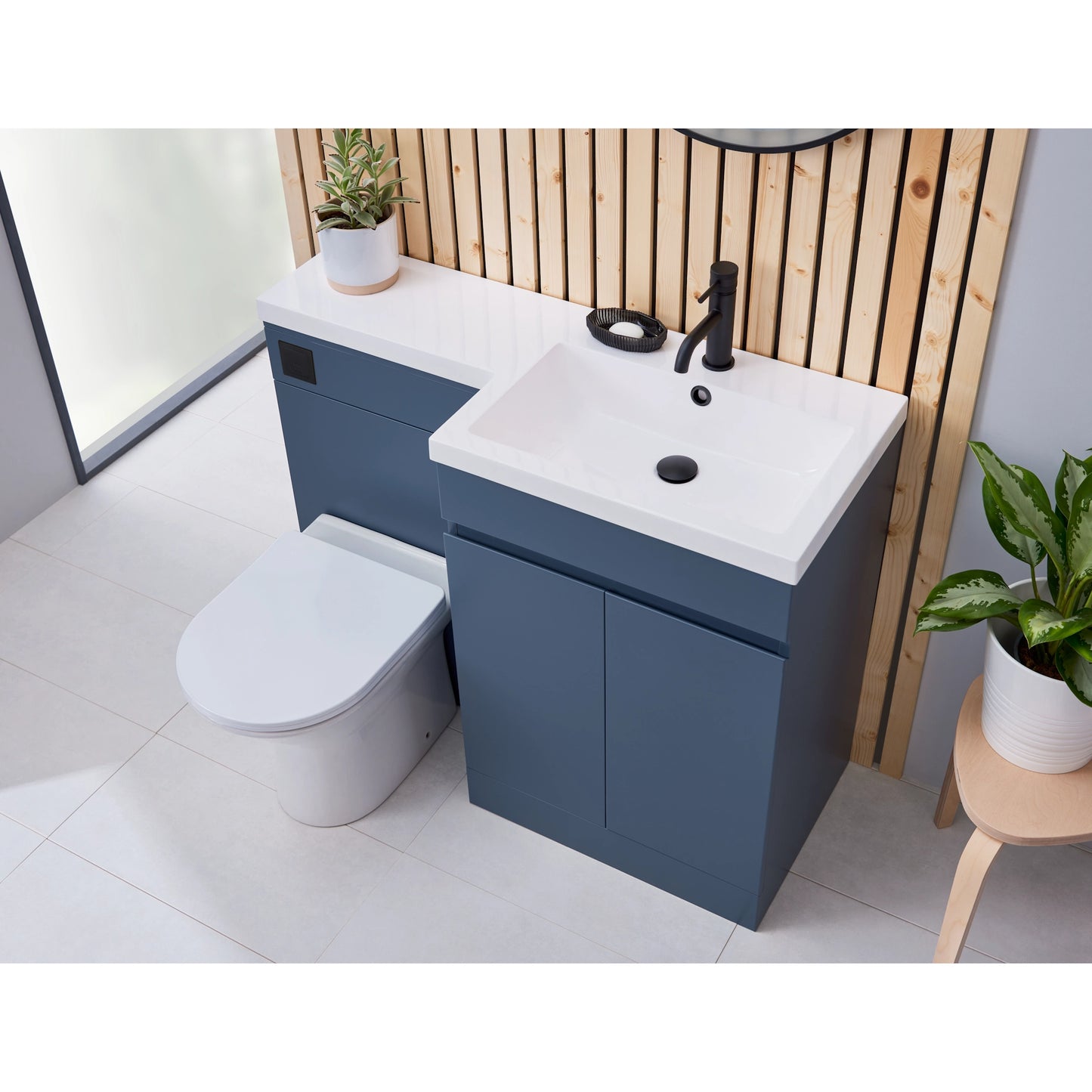Empire L Shape Basin Sink Vanity Unit & WC Unit Furniture Set