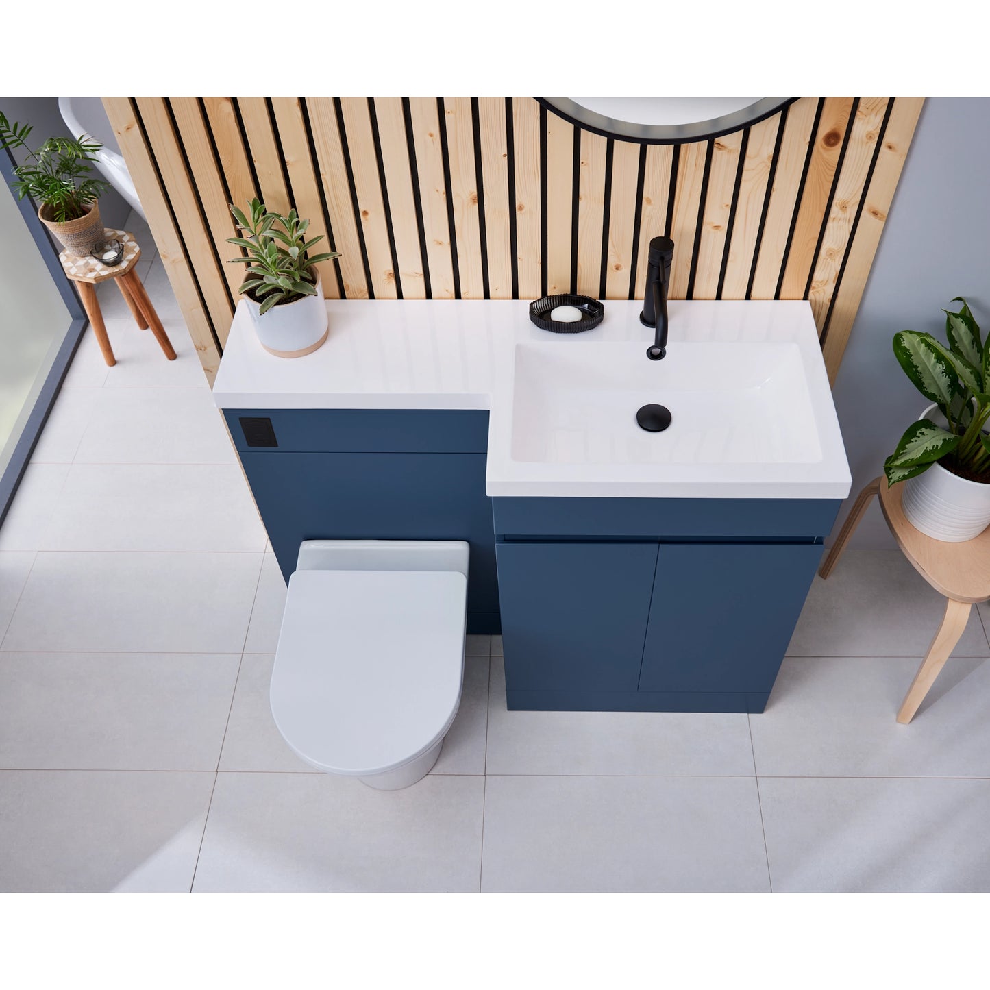 Empire L Shape Basin Sink Vanity Unit & WC Unit Furniture Set