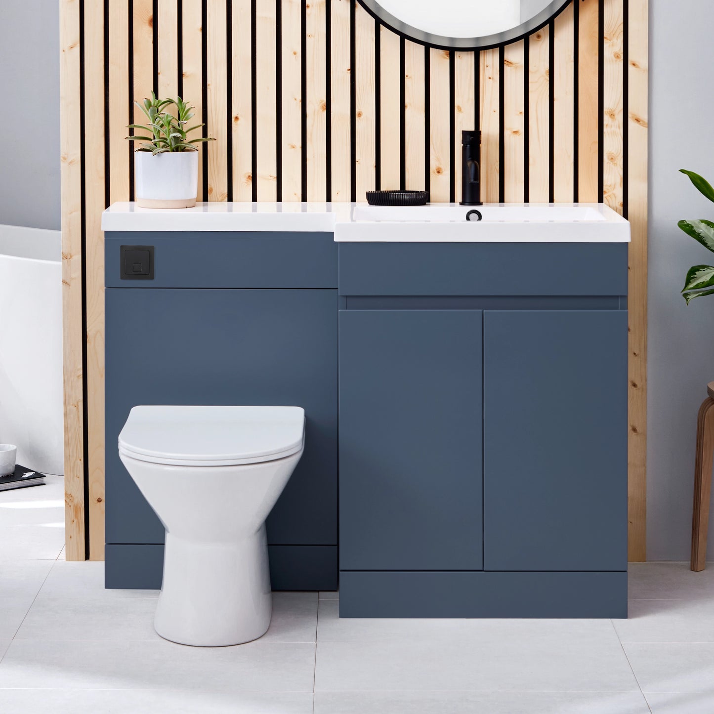 Empire L Shape Basin Sink Vanity Unit & WC Unit Furniture Set