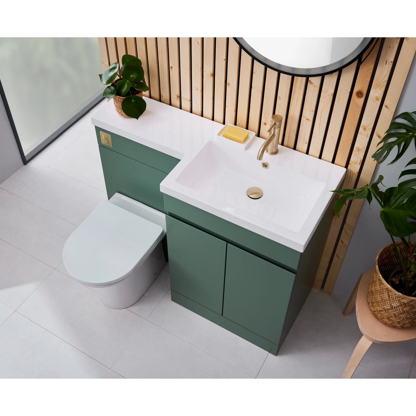Empire L Shape Basin Sink Vanity Unit & WC Unit Furniture Set