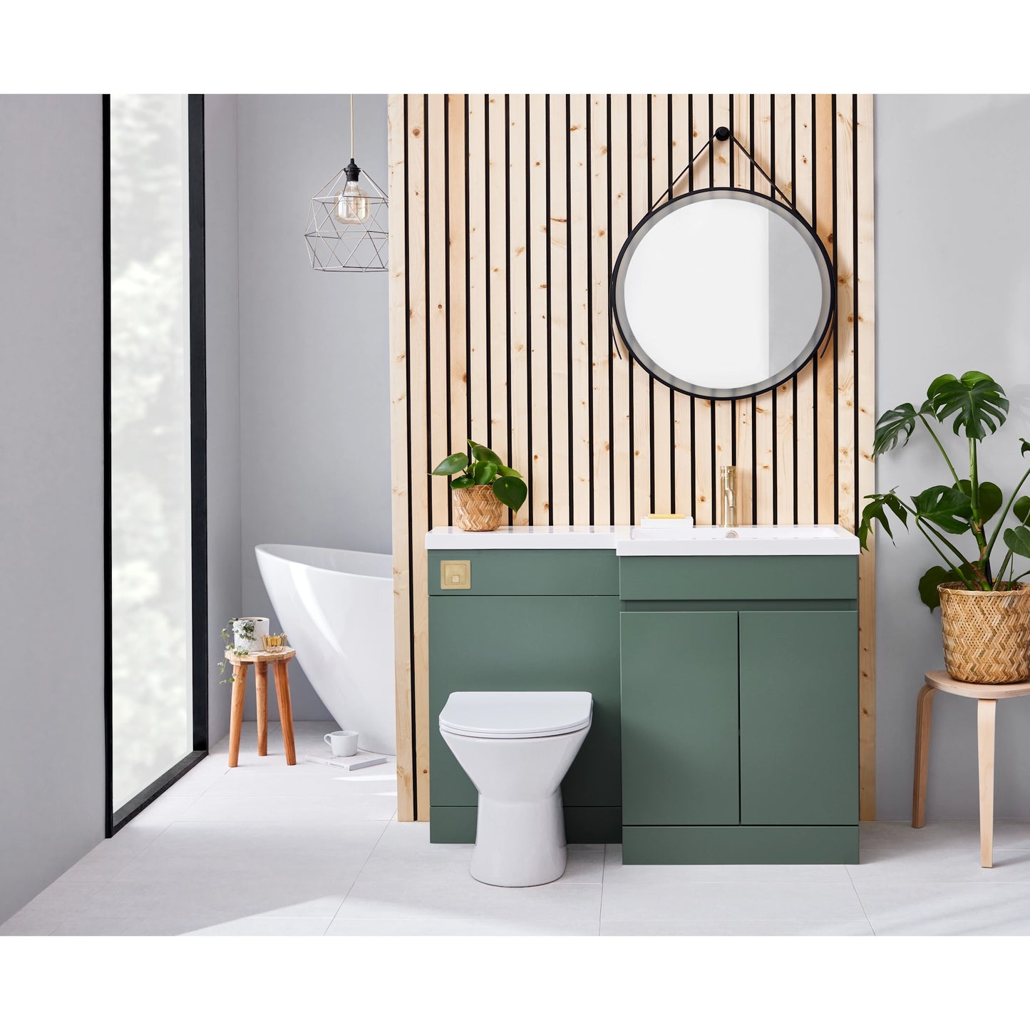 Empire L Shape Basin Sink Vanity Unit & WC Unit Furniture Set