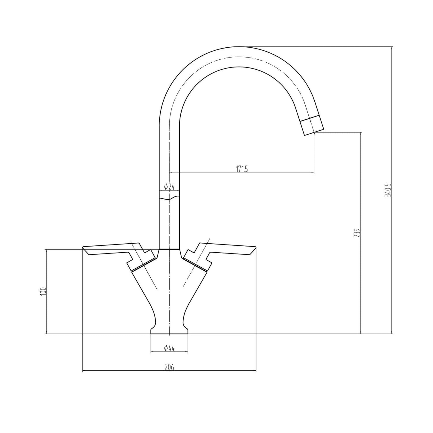 Olicana Chrome Mono Mixer Kitchen Tap