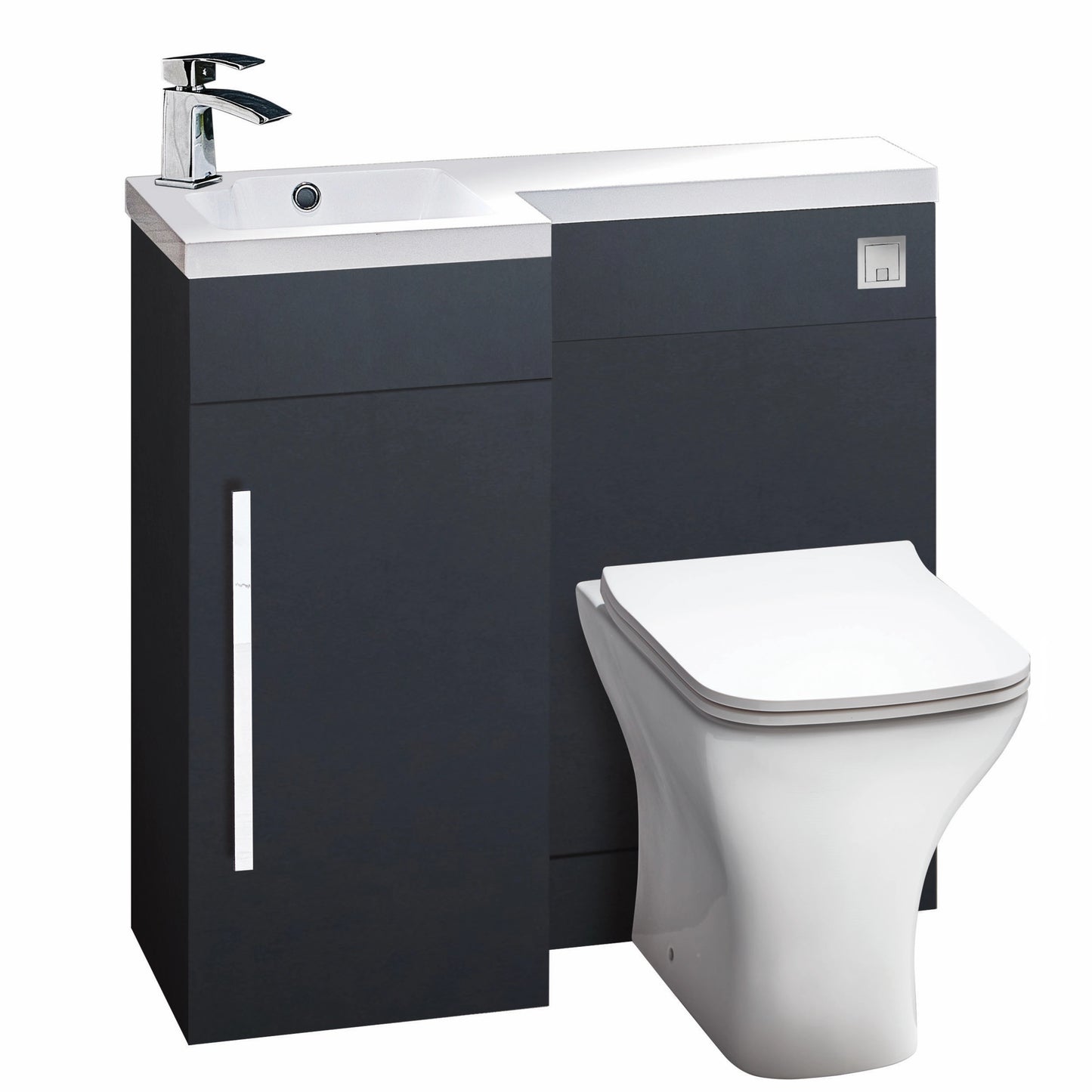 Lili L Shape Basin Sink Vanity Unit & WC Unit Furniture Set