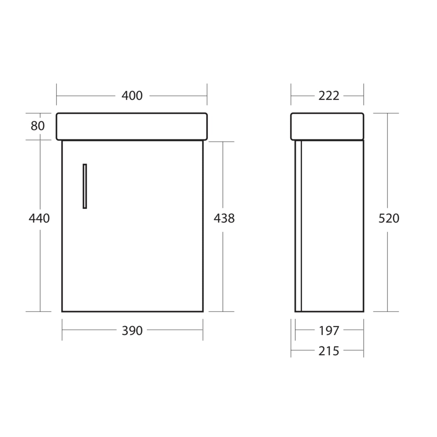 Lanza Cloakroom Wall Hung Basin Sink Vanity Unit