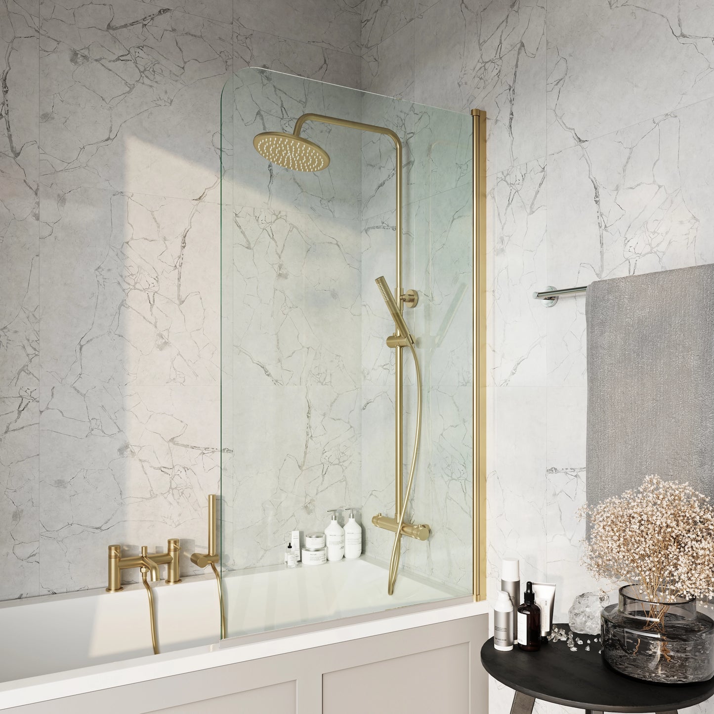 Ethereal Curved Edge Shower Bath Screen