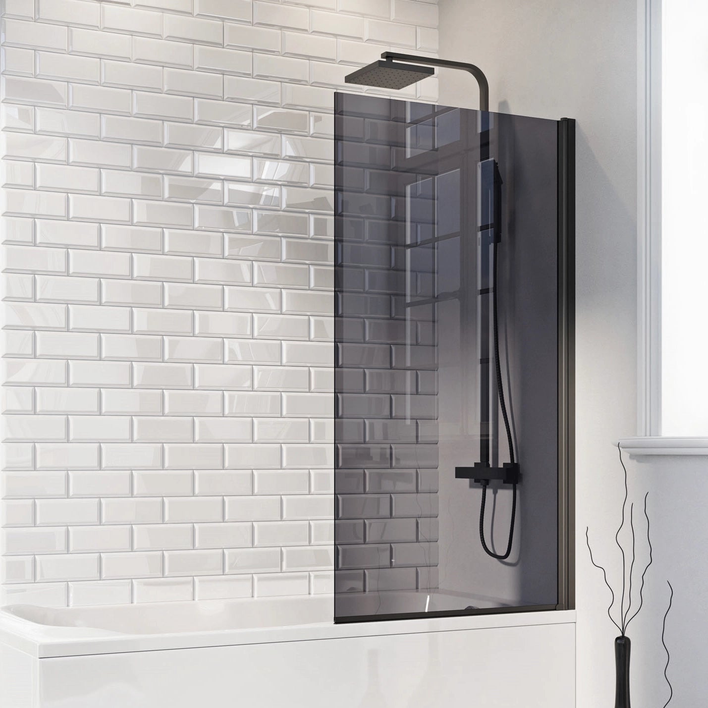 Ethereal Straight Edge Shower Bath Screen