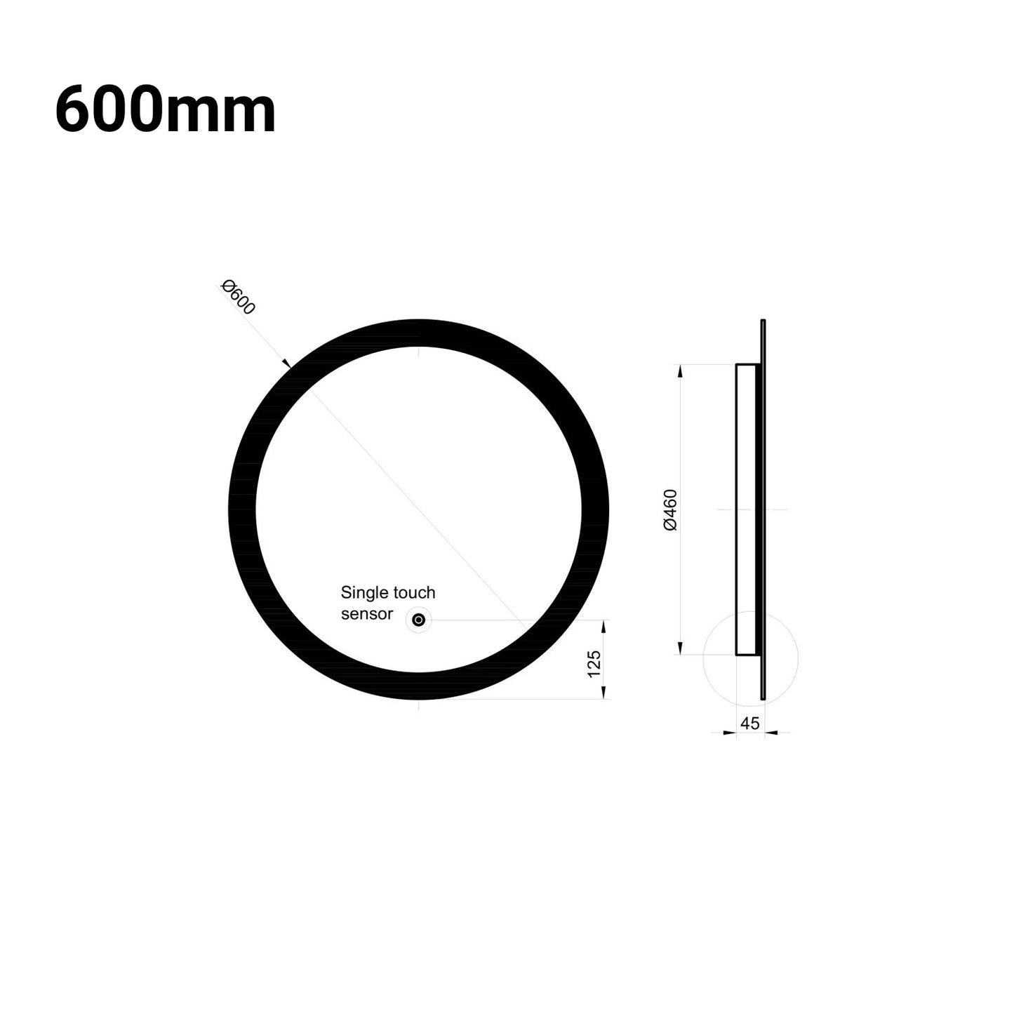 Lunar Wall Hung Round LED Mirror