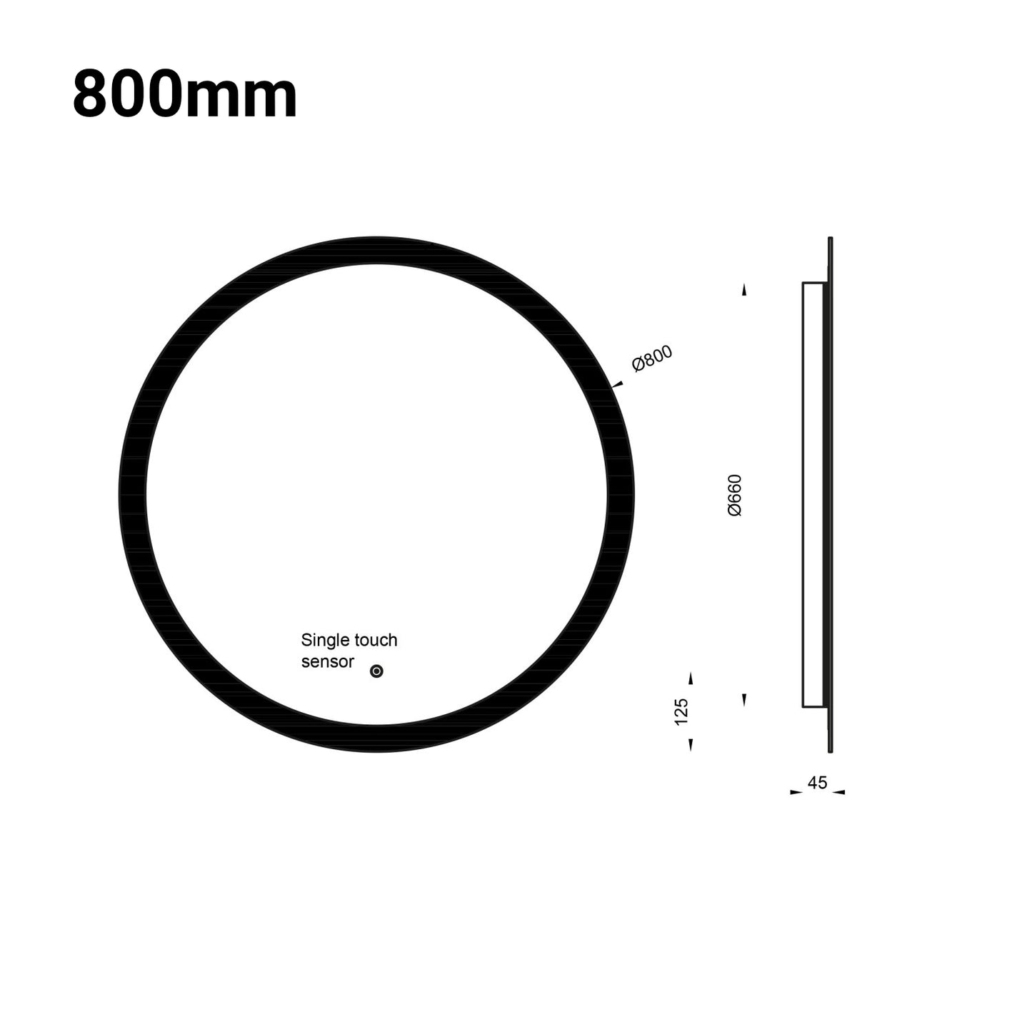 Lunar Wall Hung Round LED Mirror