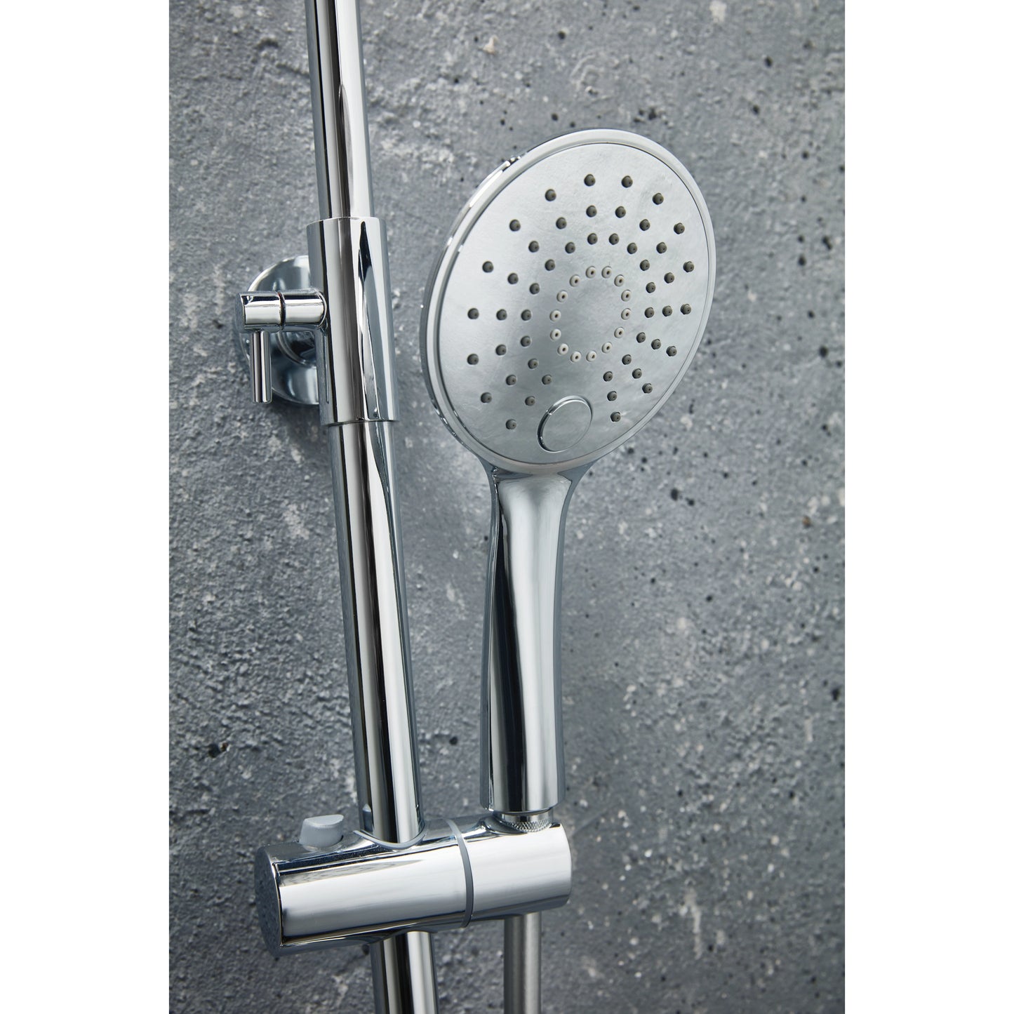 Messi Chrome Round Cool Touch Rigid Riser Shower