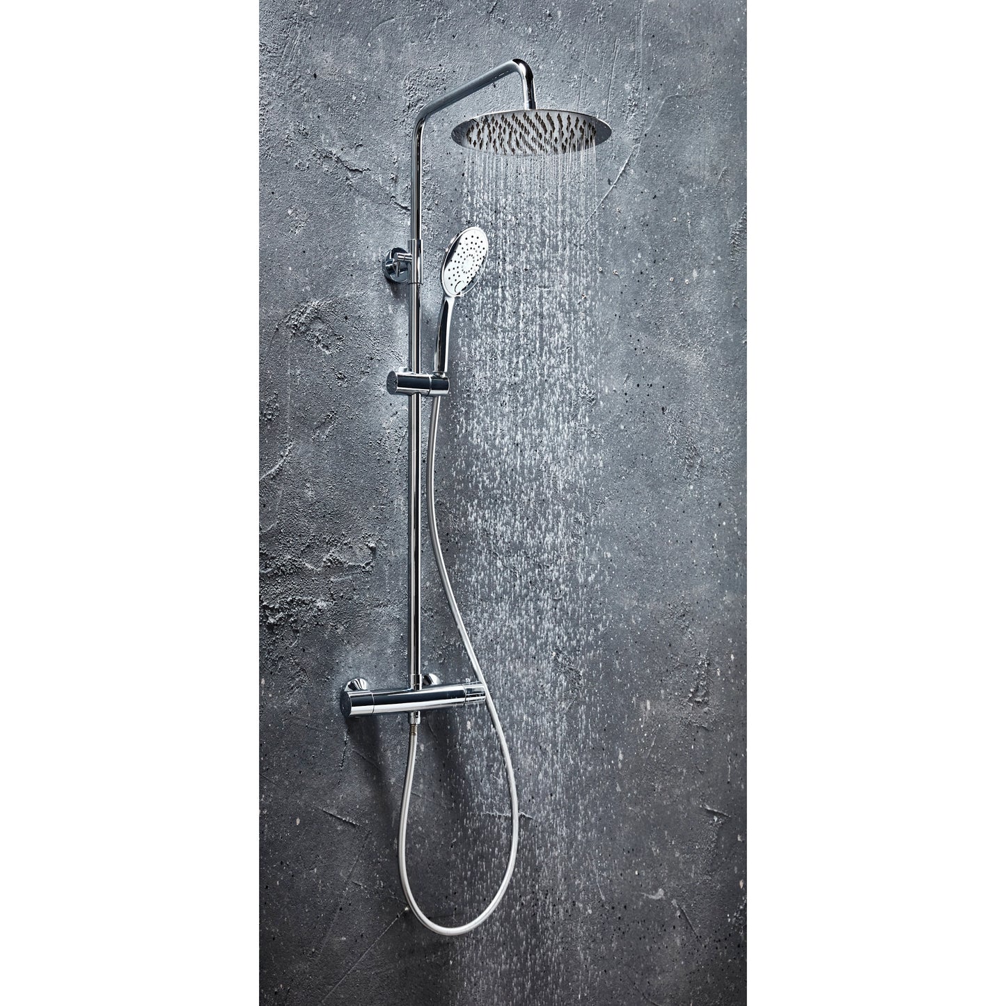 Messi Chrome Round Cool Touch Rigid Riser Shower