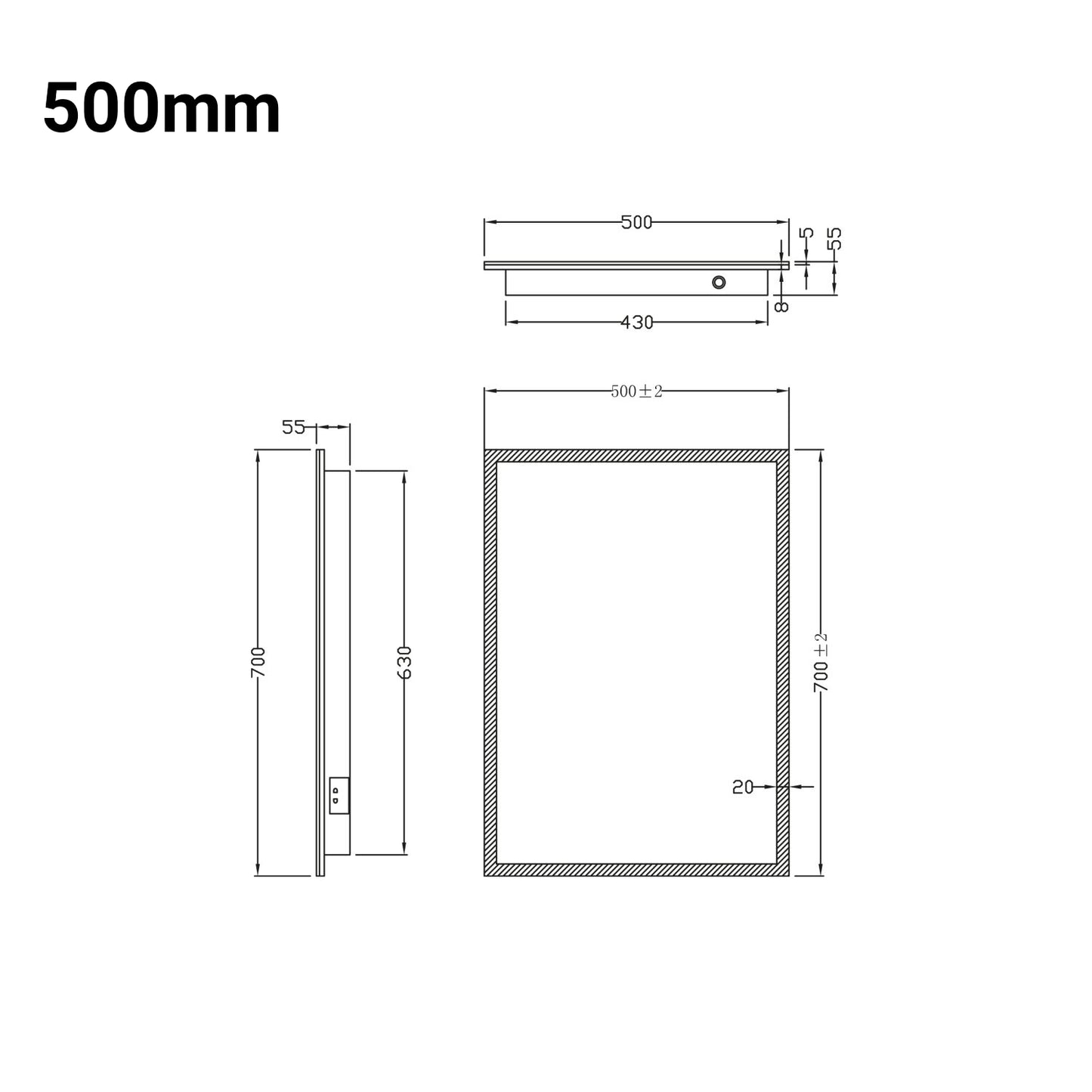 Mosca Wall Hung Straight Edge LED Mirror