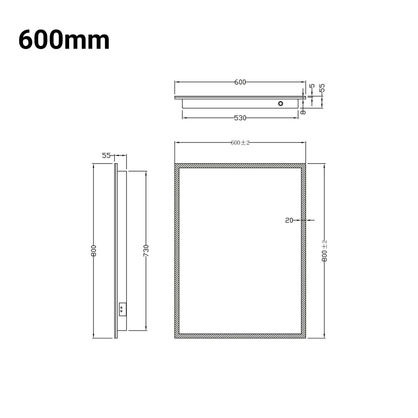 Mosca Wall Hung Straight Edge LED Mirror