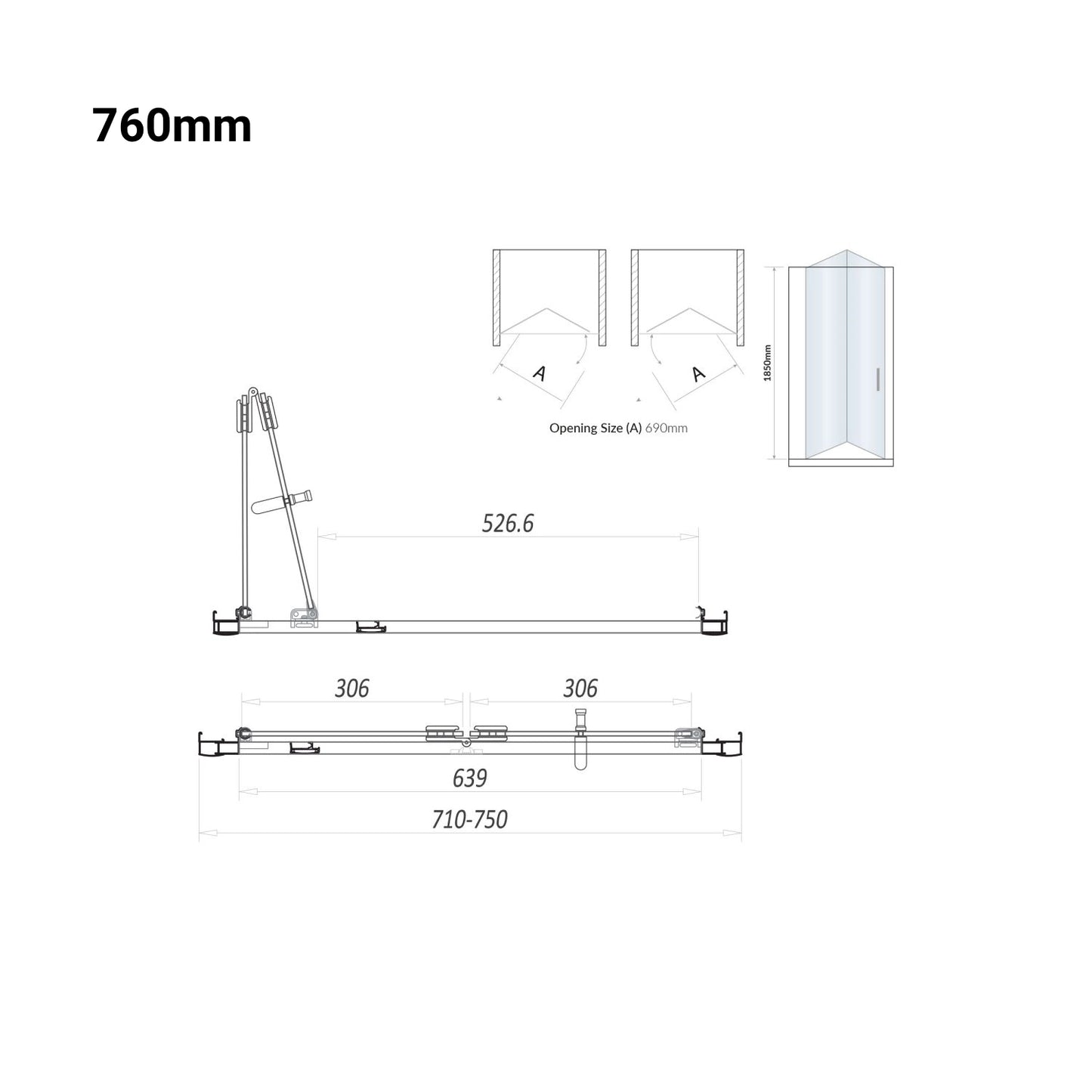 S6 Bifold Semi Frameless Chrome Shower Door