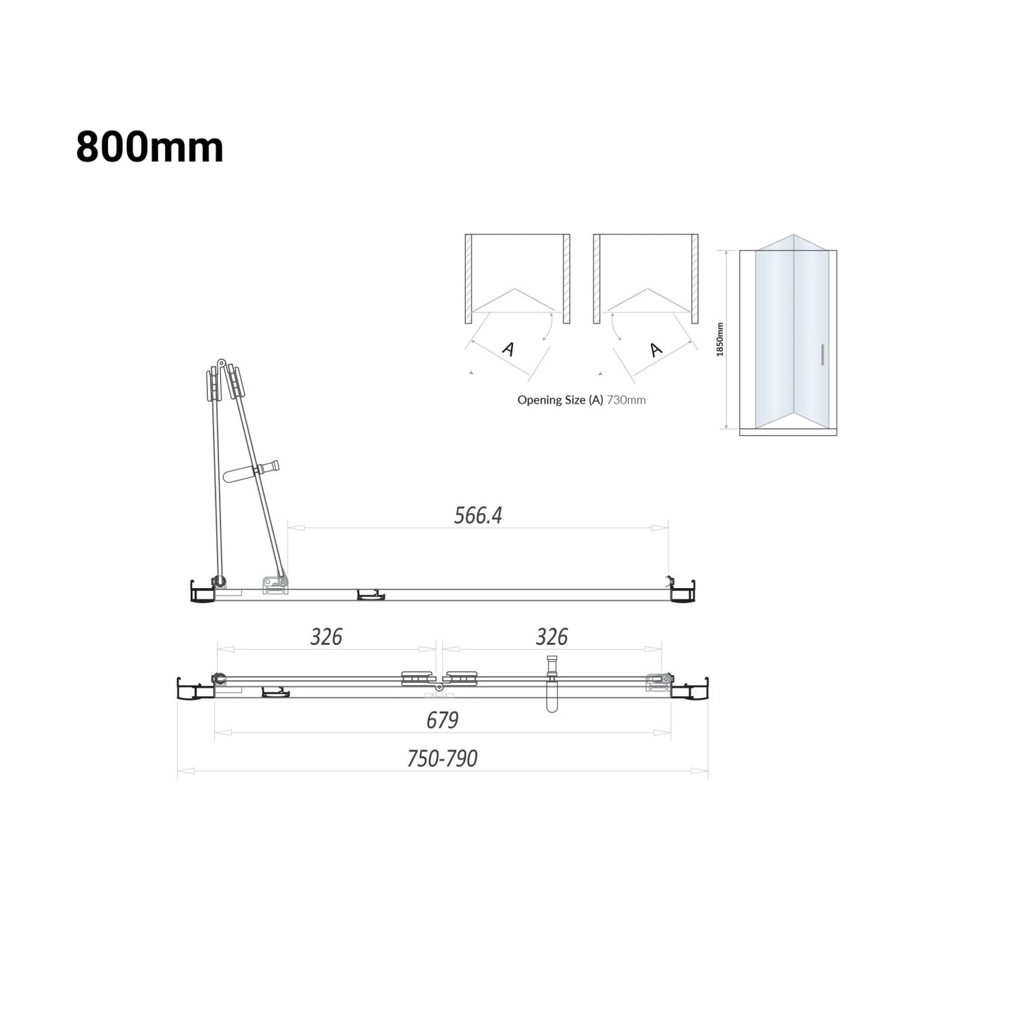 S6 Bifold Semi Frameless Black Shower Door