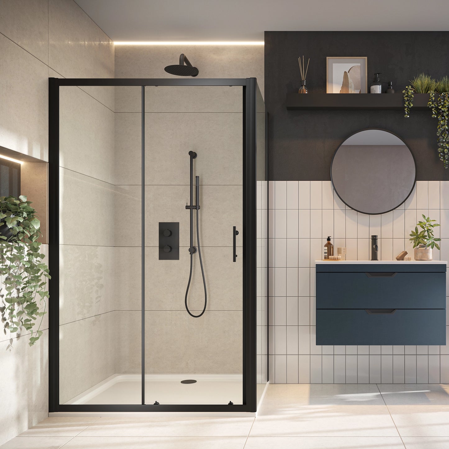 S6 Sliding Door Black Shower Door