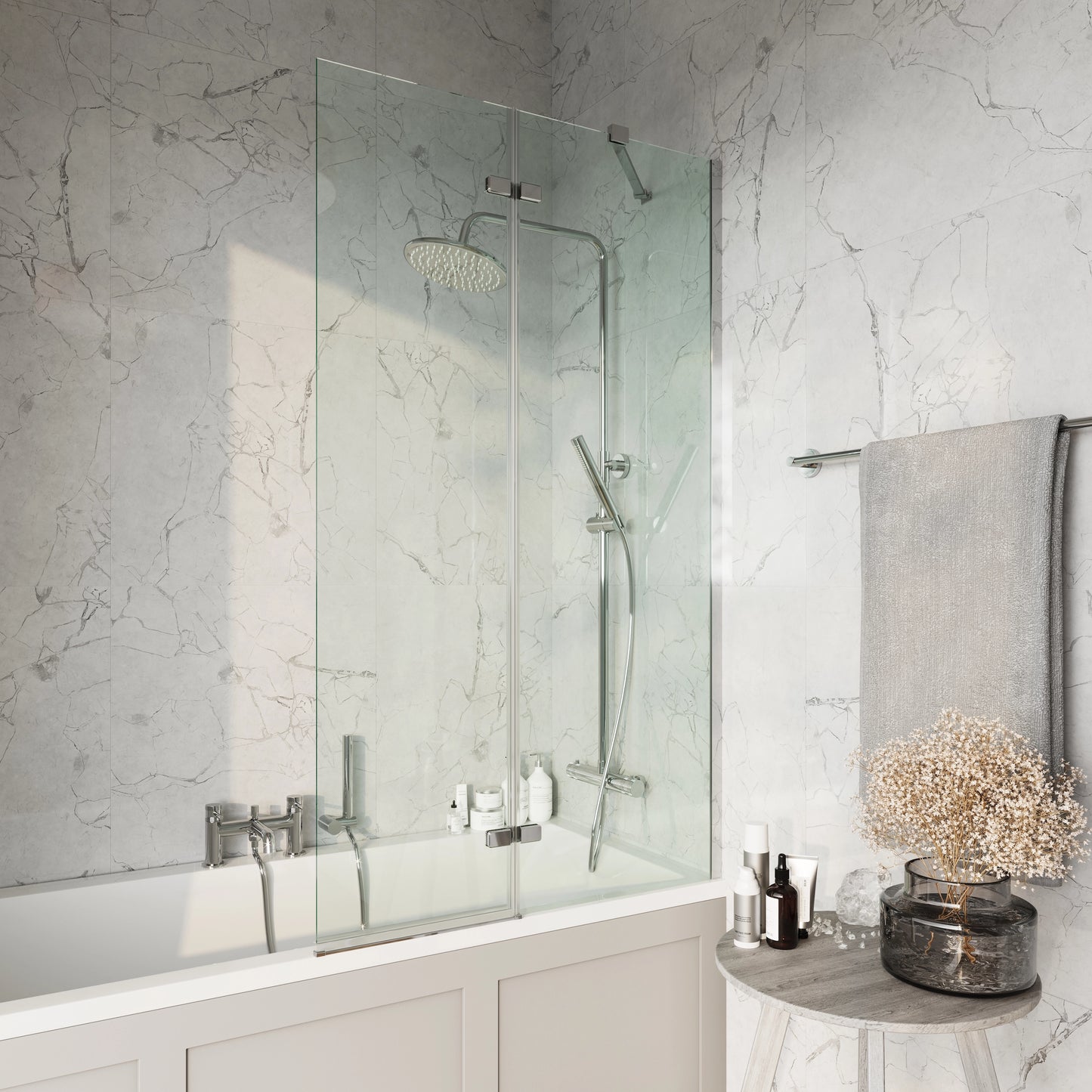 Ethereal Pivot Shower Bath Screen