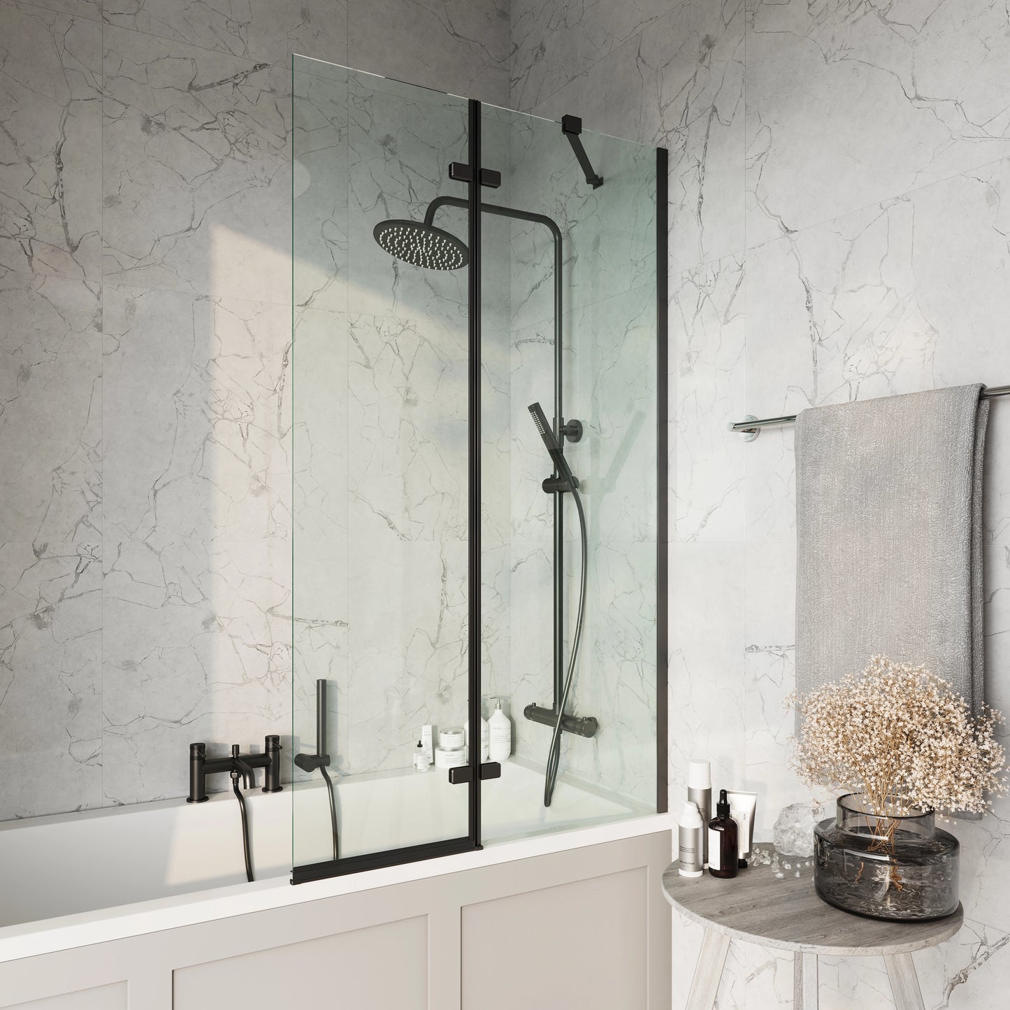 Ethereal Pivot Shower Bath Screen