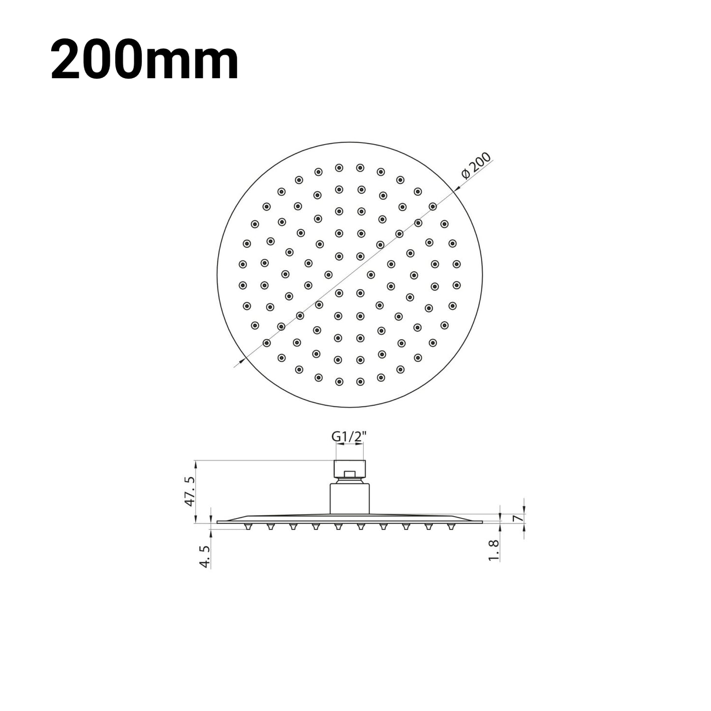Round Stainless Steel Shower Head