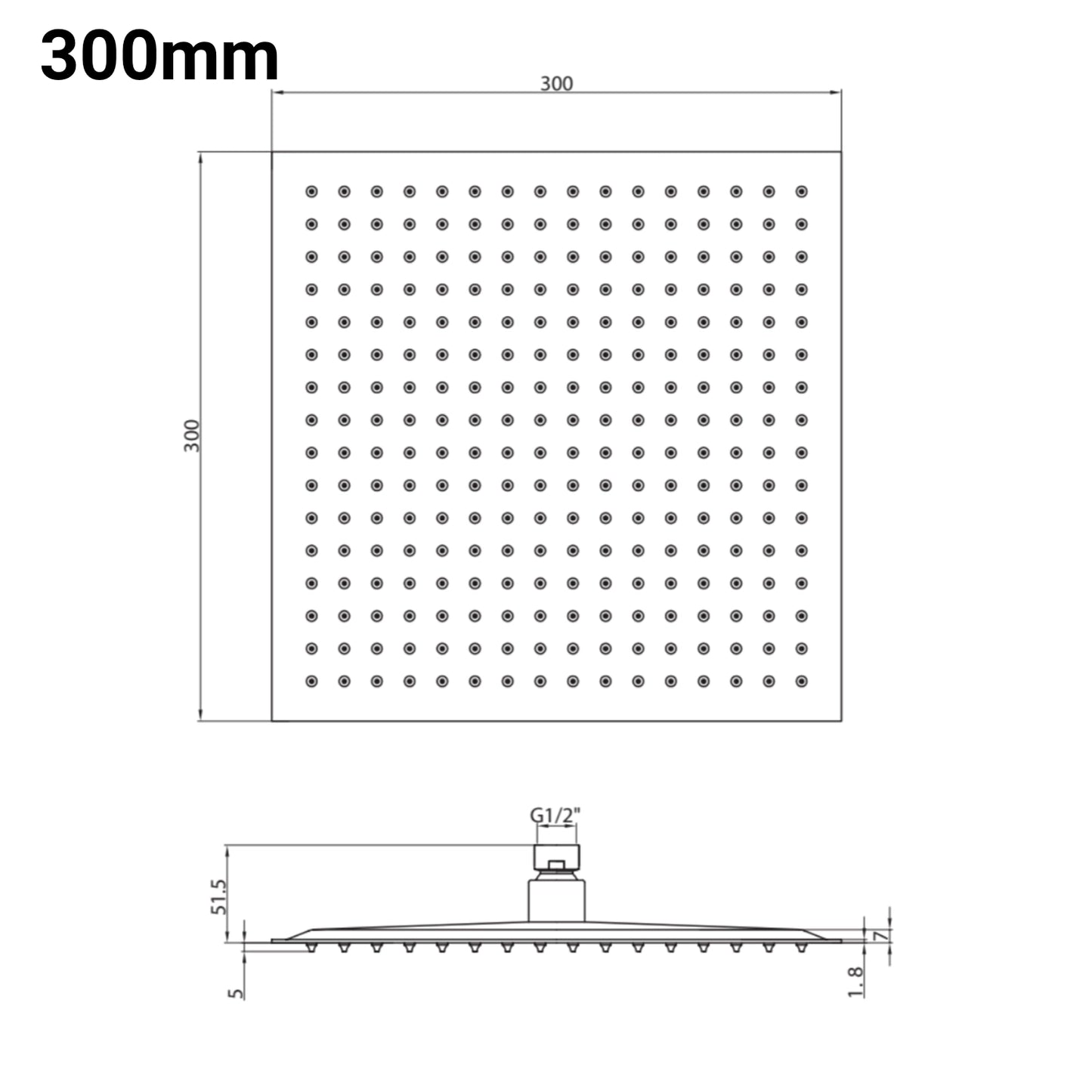 Square Stainless Steel Shower Head
