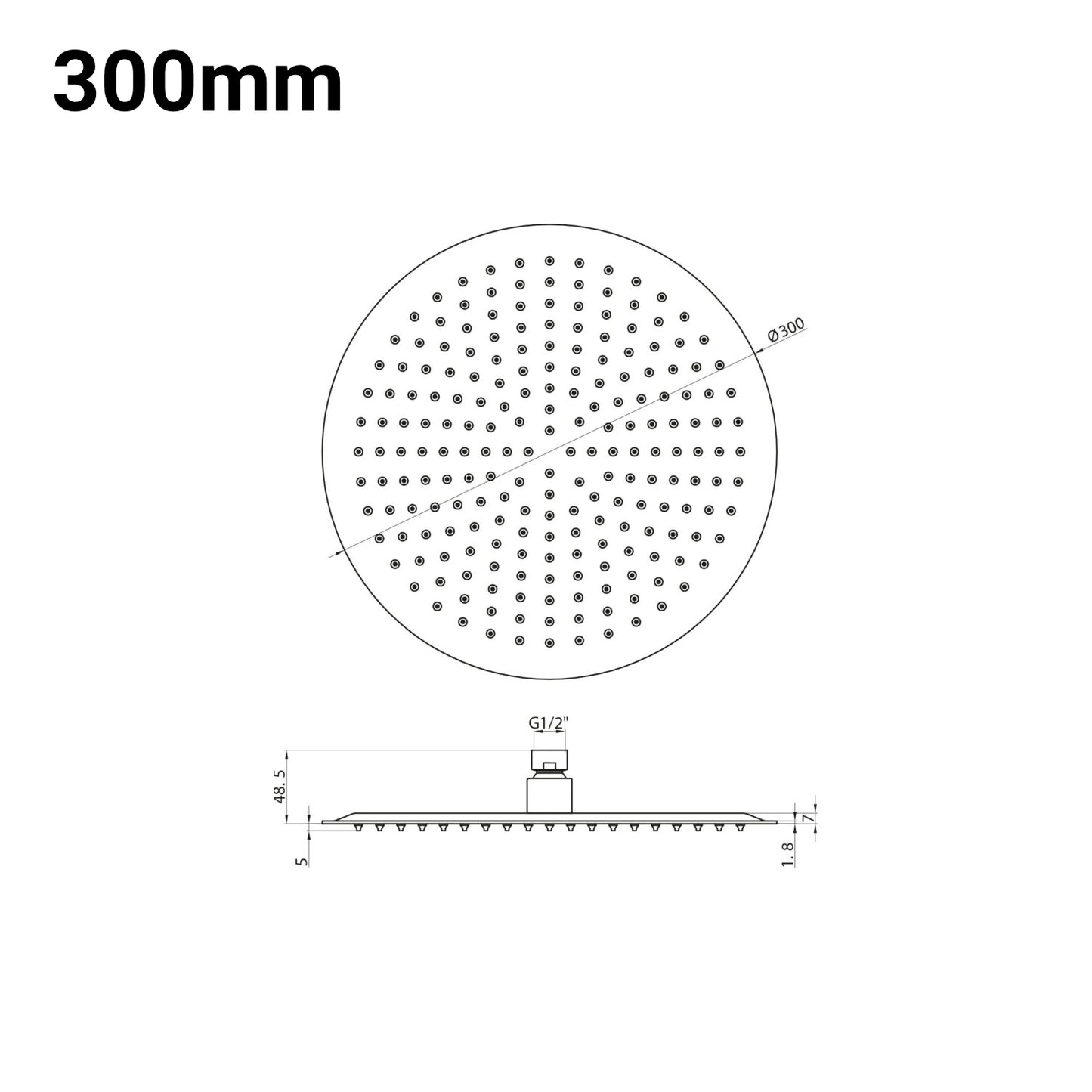 Round Stainless Steel Shower Head