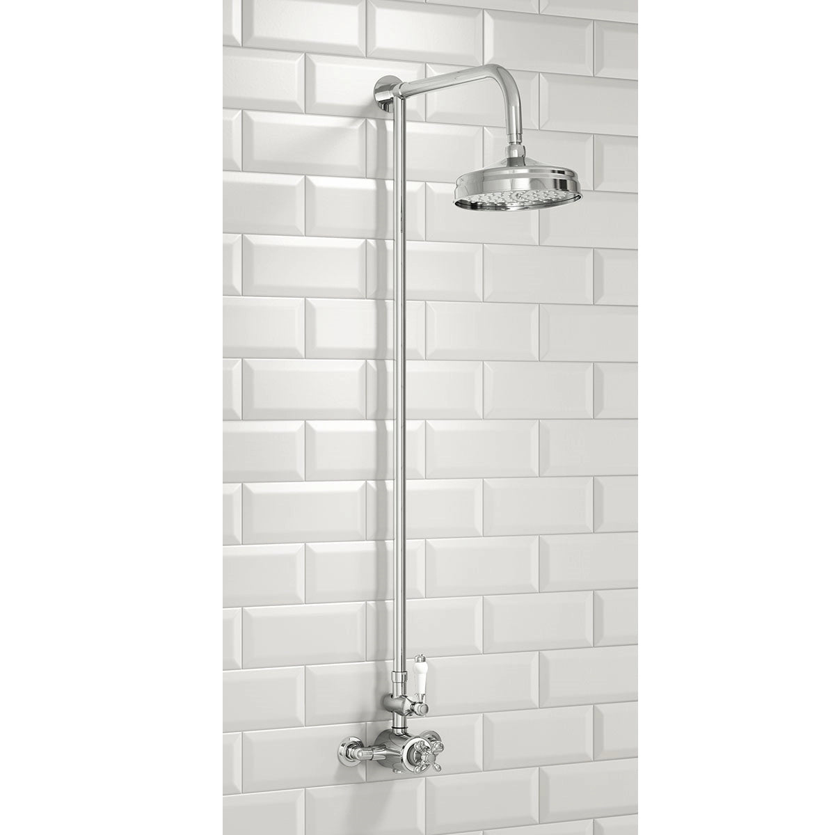 Traditional Round Rigid Riser Shower with Fixed Head