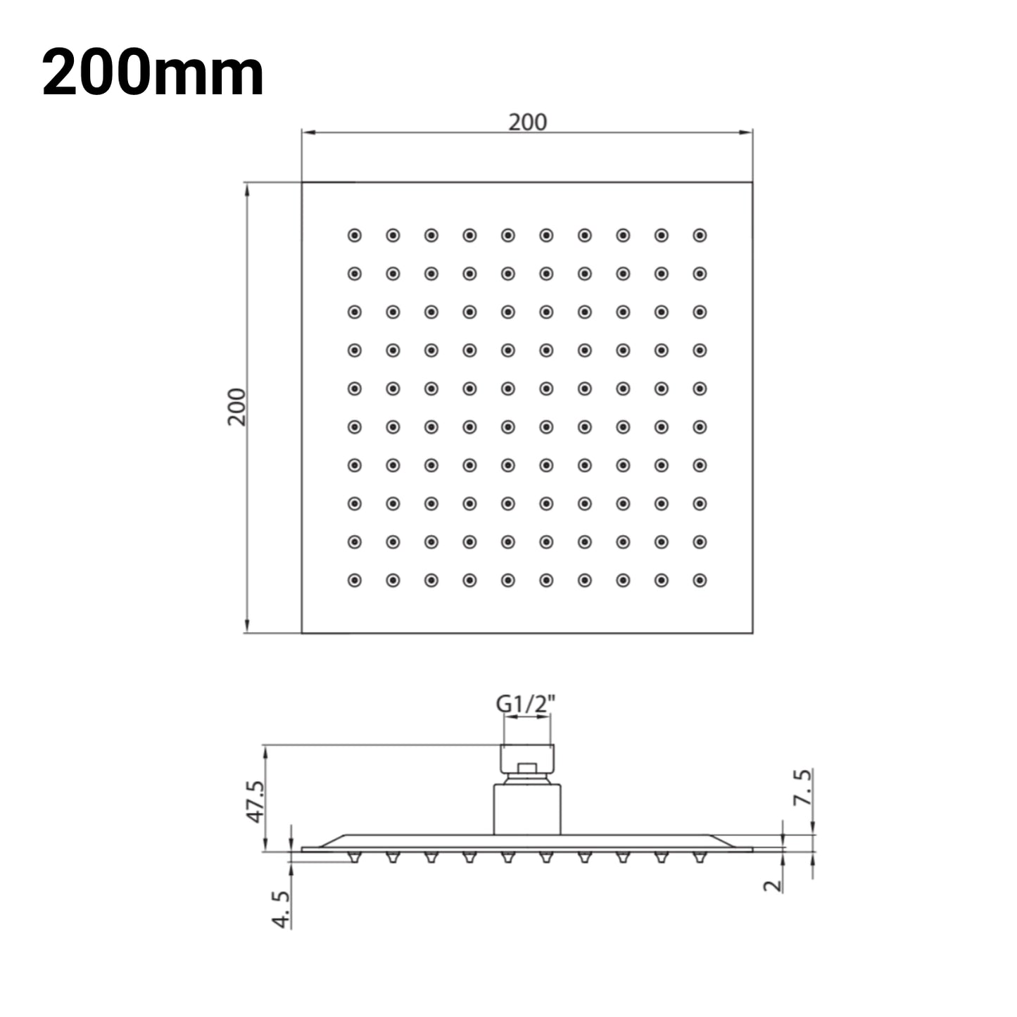 Square Stainless Steel Shower Head