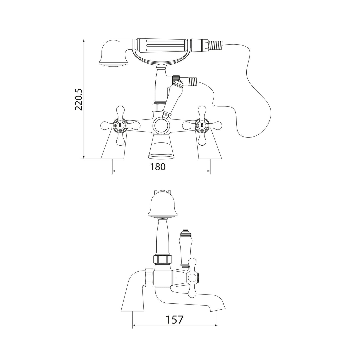 Classica Bath Shower Mixer Tap with Cradle
