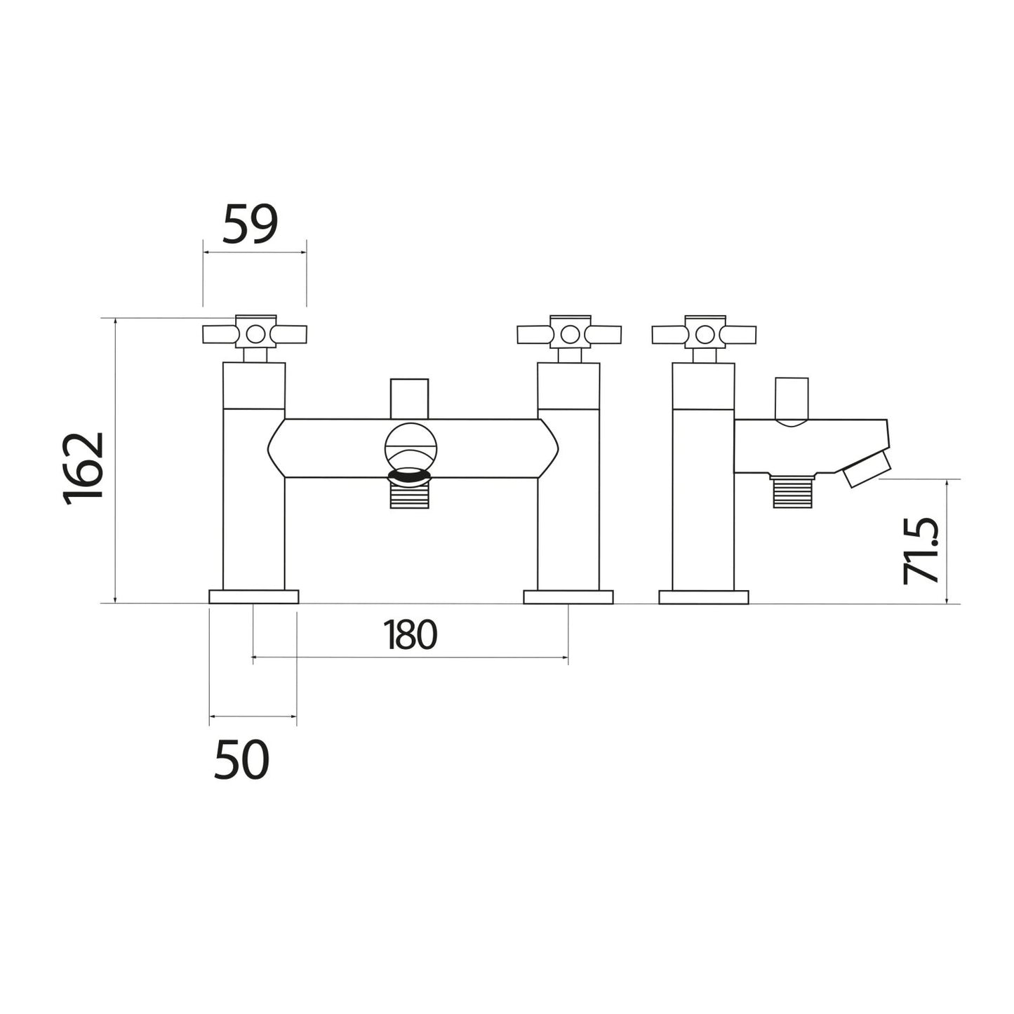 Kross Bath Shower Mixer Tap with Shower Kit and Wall bracket