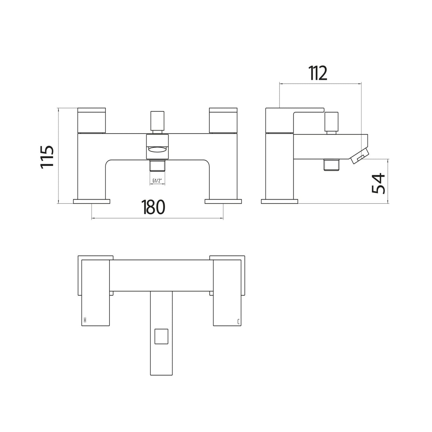 Lanza Bath Shower Mixer Tap with Shower Kit and Wall bracket