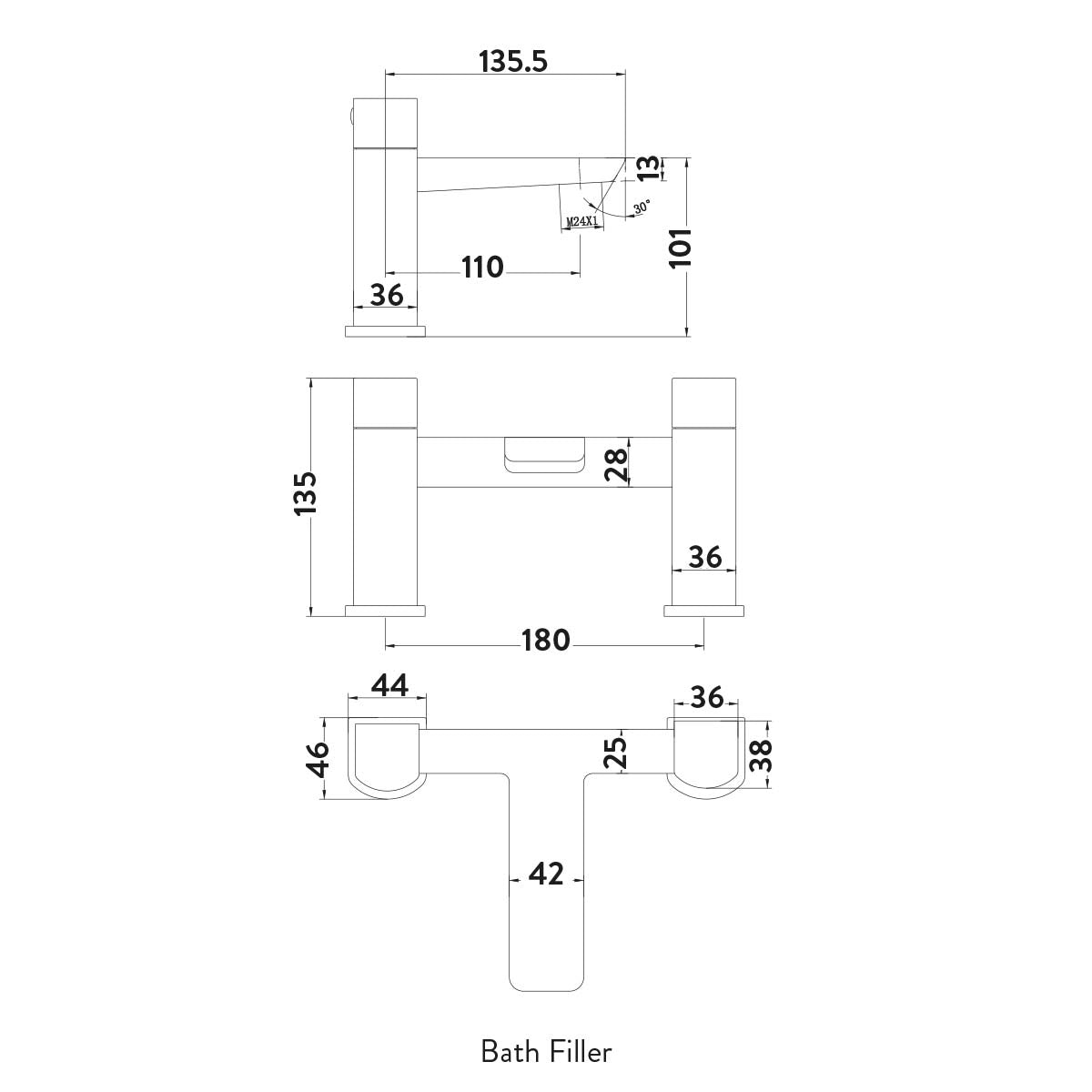 Muro Bath Filler Tap