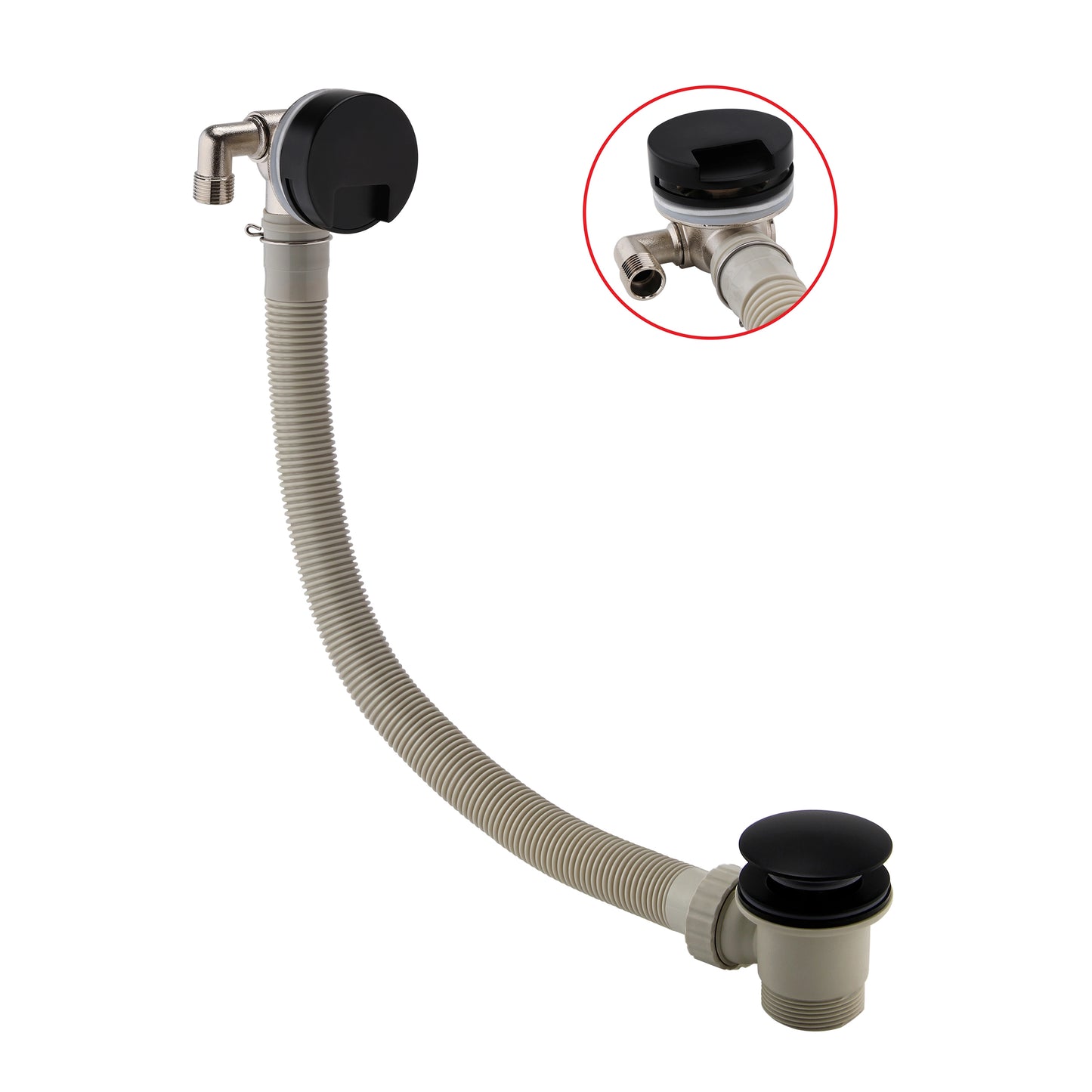 Valve Controlled Round Bath Filler and Overflow