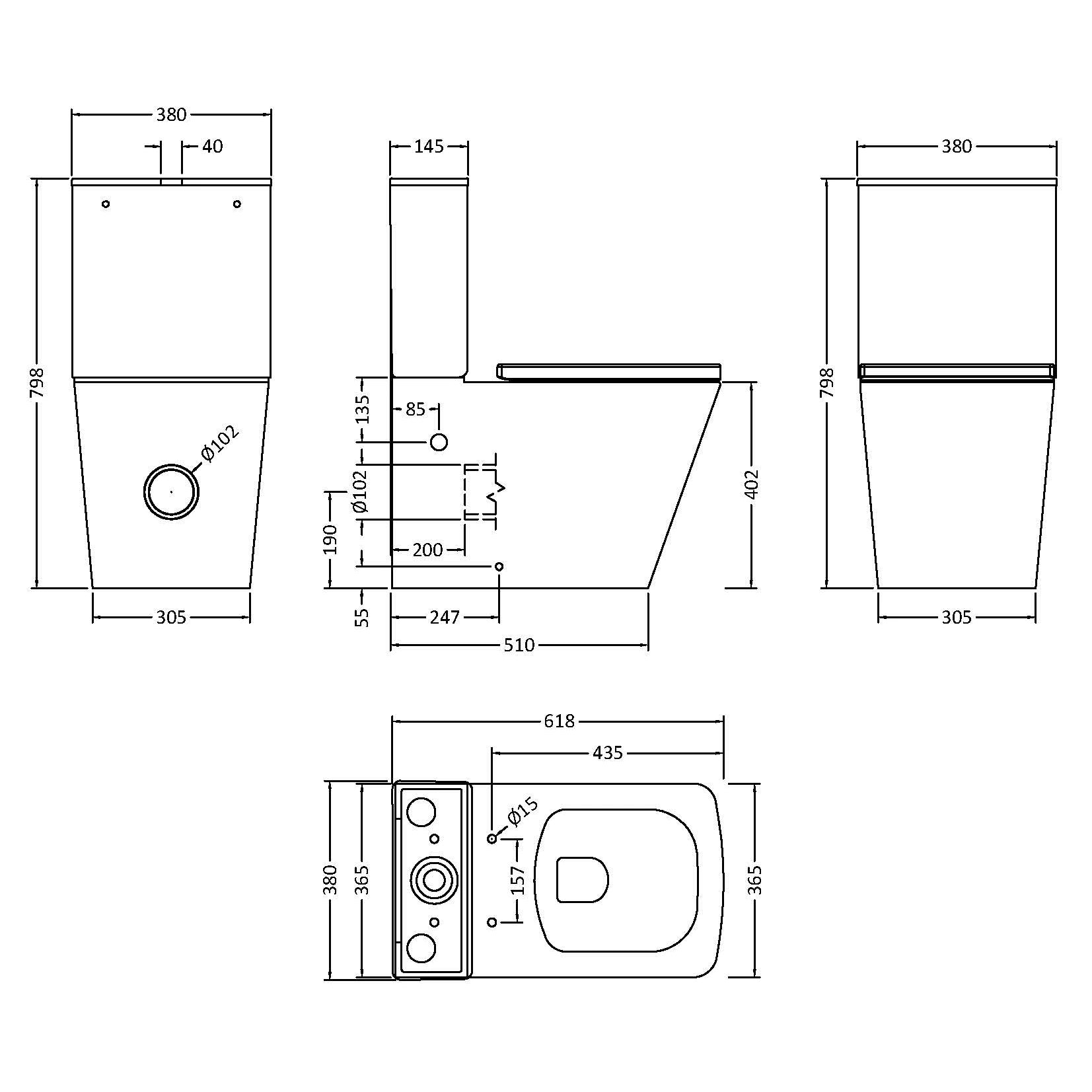 Nuie Ava Closed Back Toilet & Soft Close Toilet Seat
