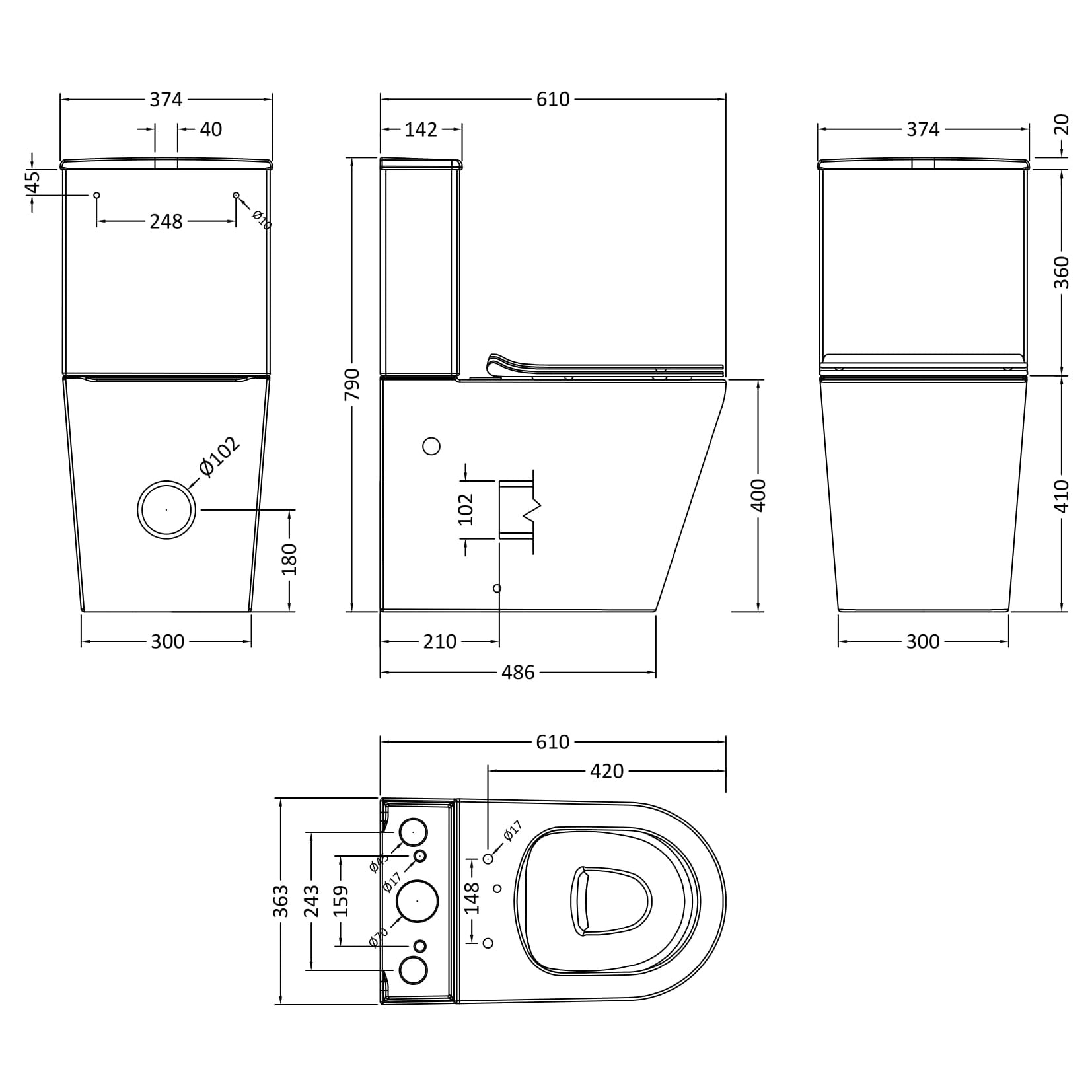 Nuie Freya Closed Back Toilet & Soft Close Toilet Seat